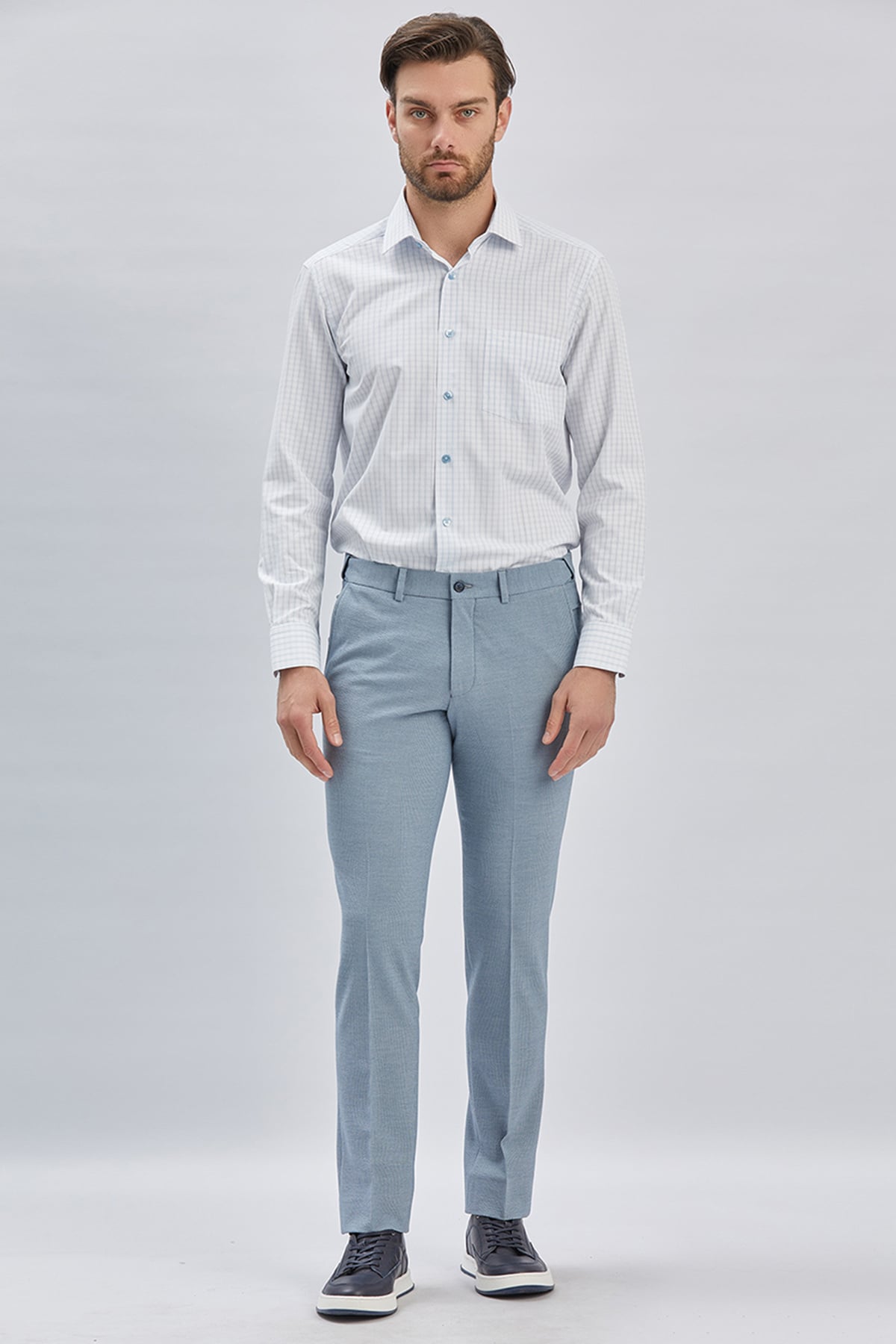 Mavi Esnek Lastikli Yandan Cepli Casual Slim Fit Ayarlanabilir Kemer Pantolon 1003240162