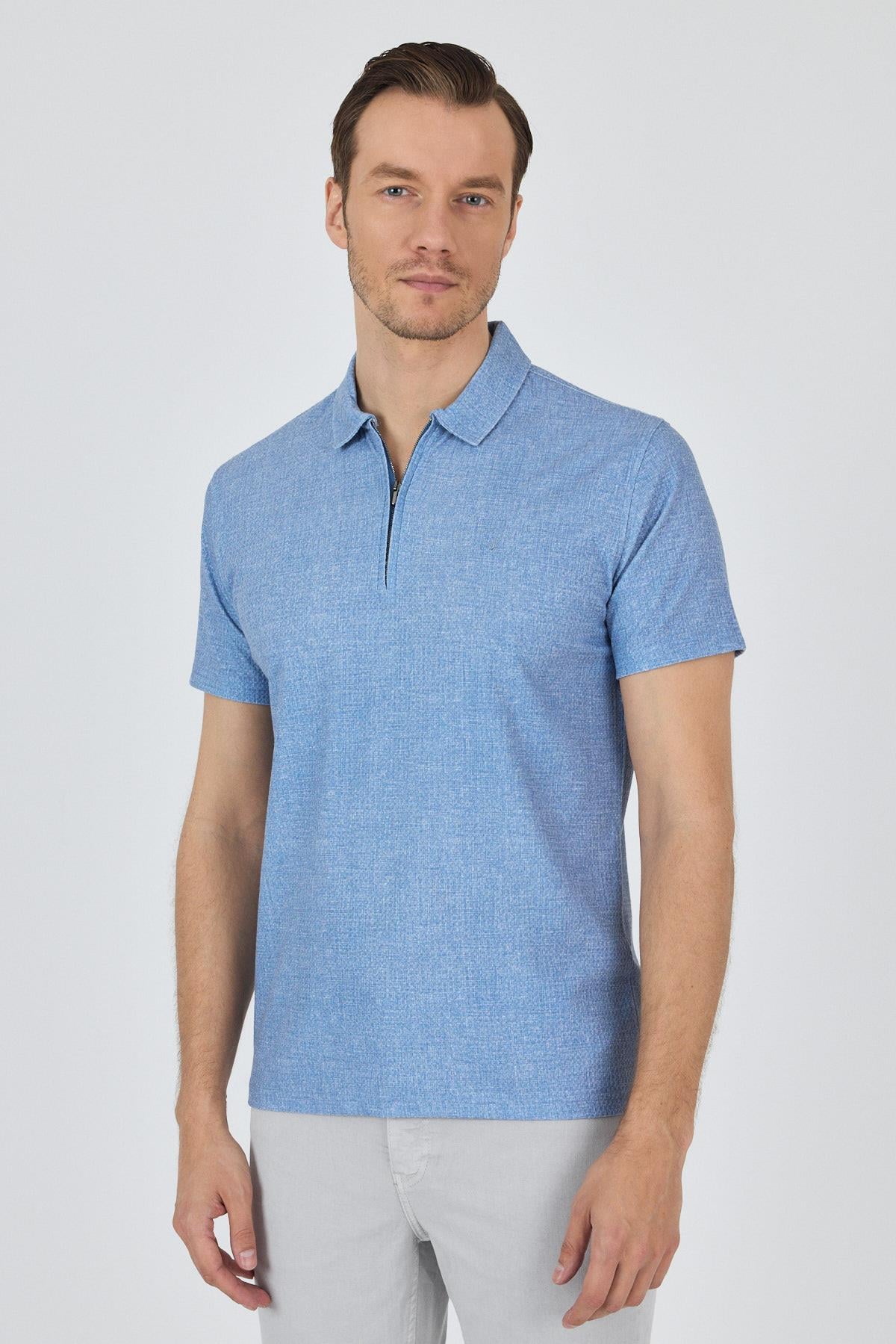 Polo Yaka Kısa Kol Cepsiz Slim Fit Classic Tişört 1011250176