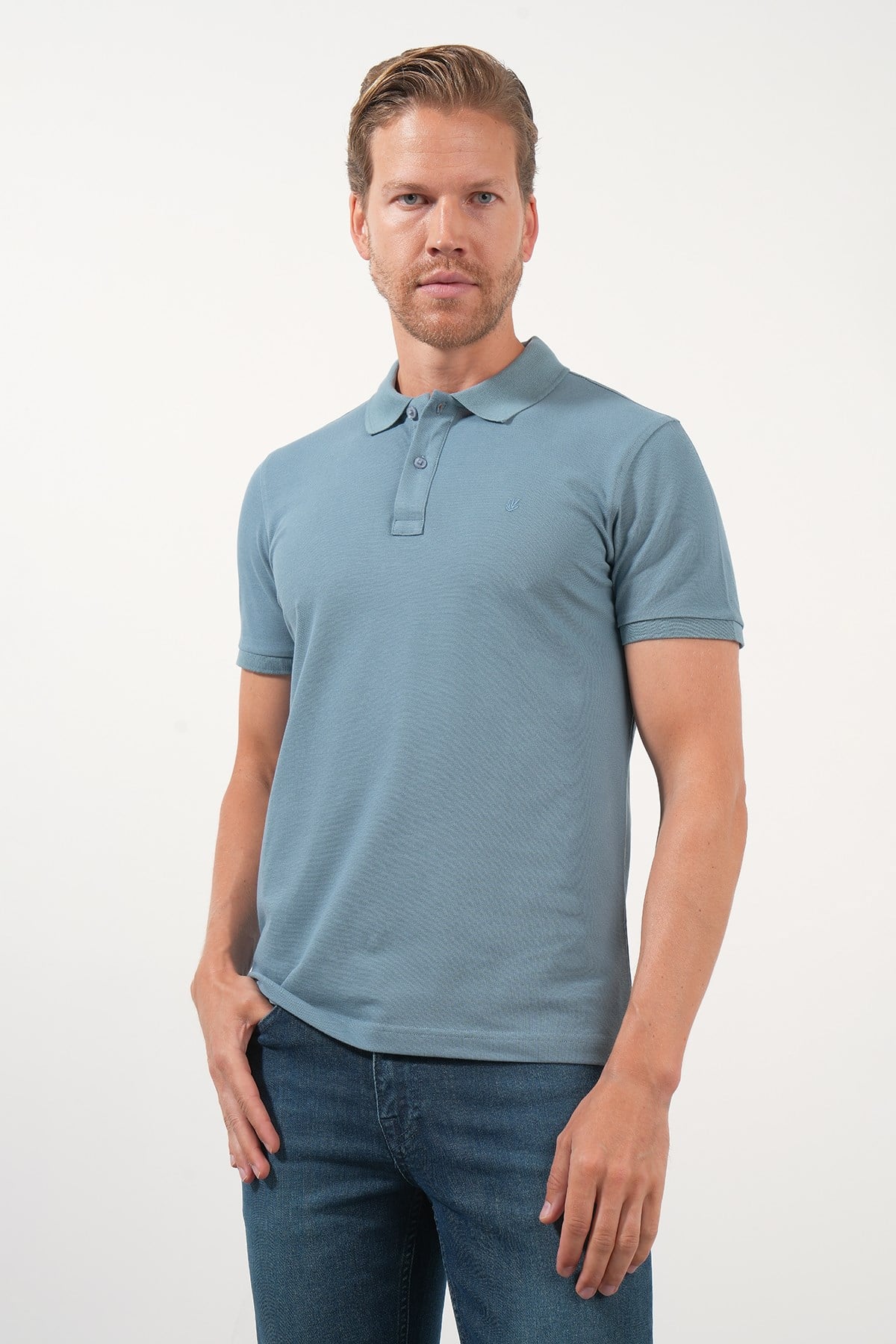 Mavi Polo Yaka Pike Kısa Kol Slim Fit Pamuklu Tişört 1011260169