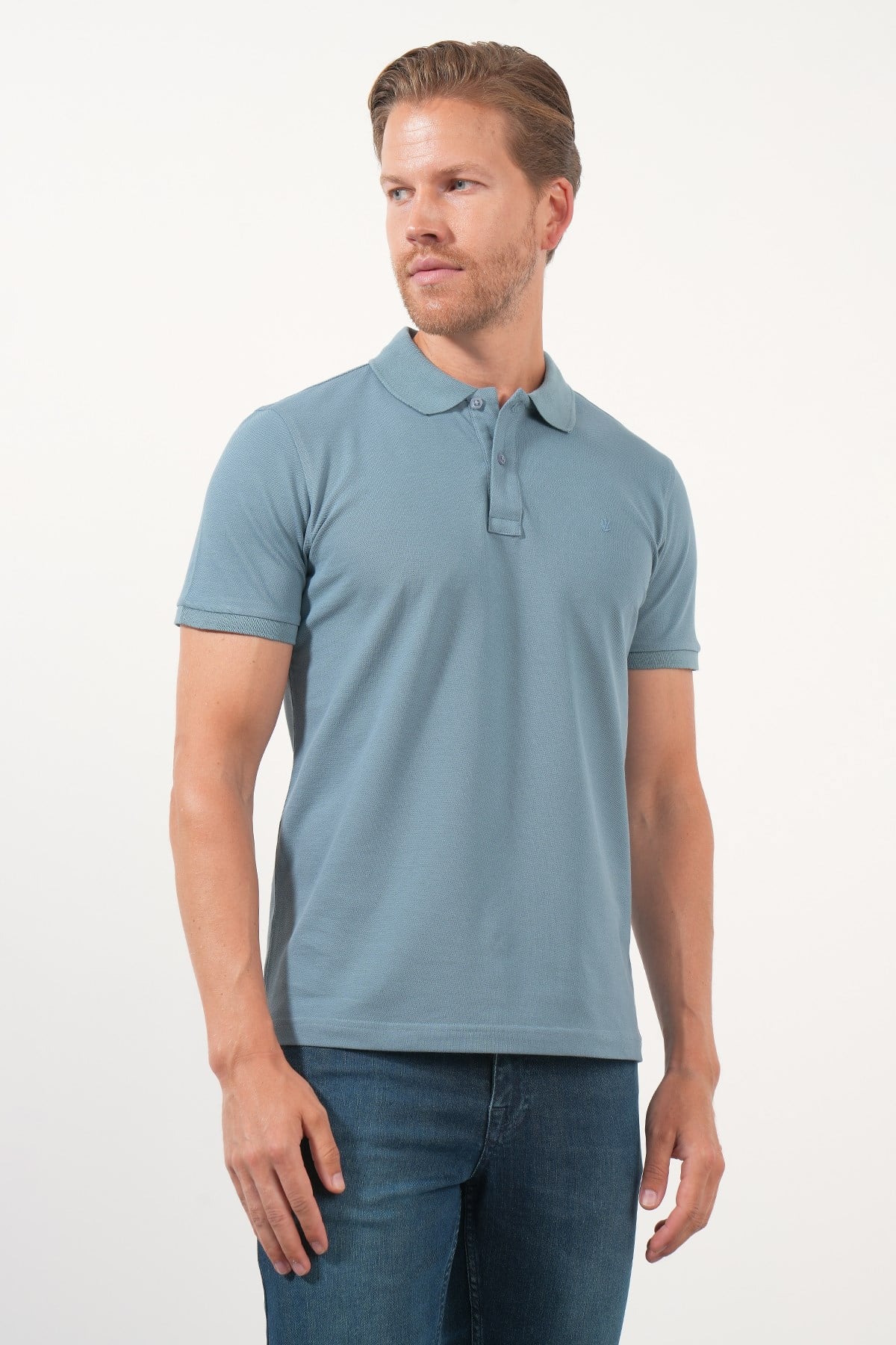 Mavi Polo Yaka Pike Kısa Kol Slim Fit Pamuklu Tişört 1011260169