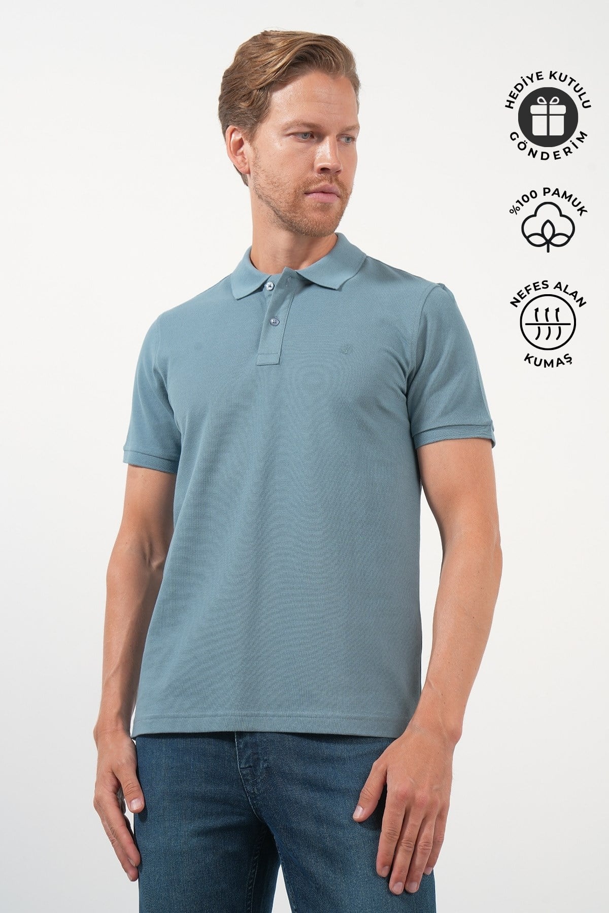 Mavi Polo Yaka Pike Kısa Kol Slim Fit Pamuklu Tişört 1011260170