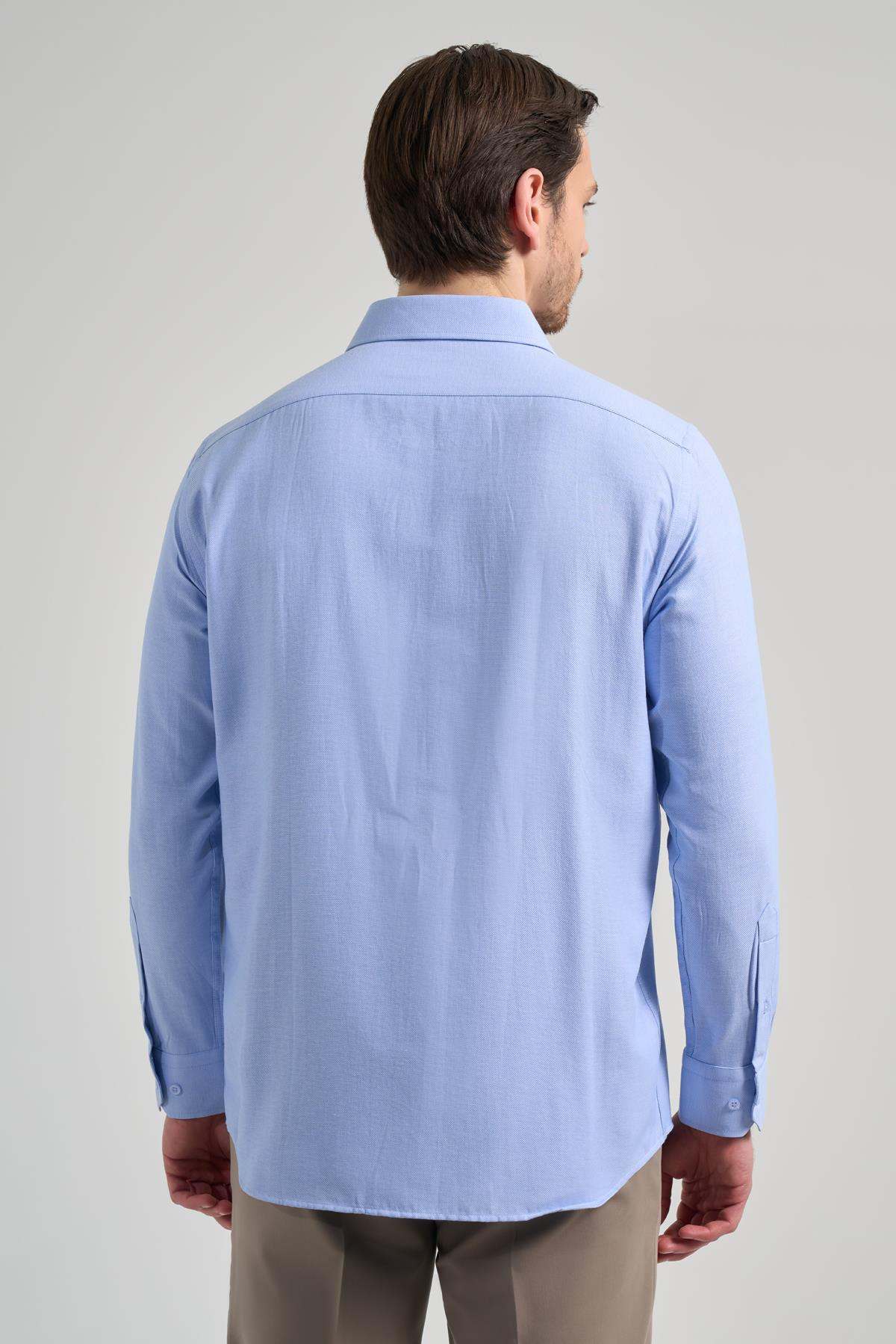 Sert Yaka Düz Classic Pamuklu Comfort Fit Gömlek 1004250213