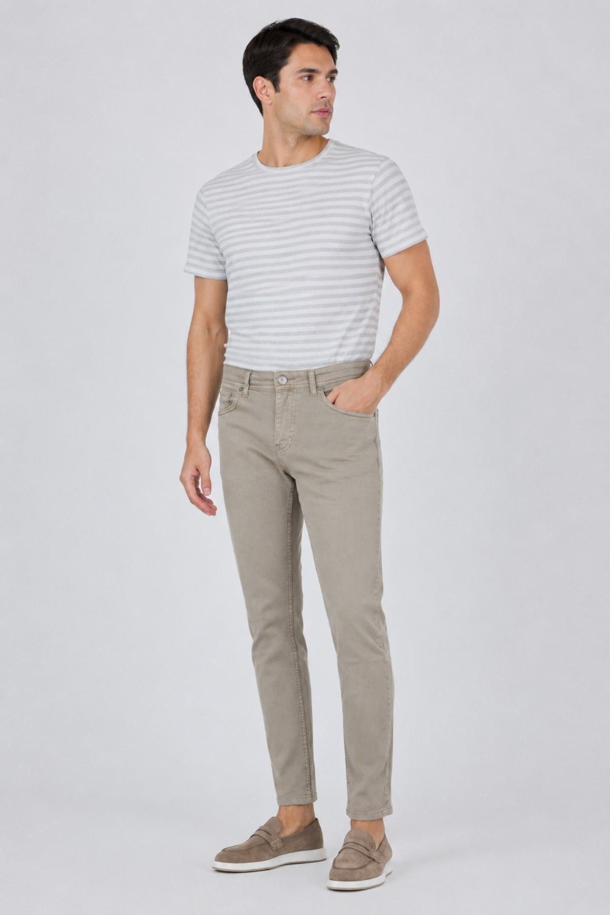 Bej Pamuklu 5 Cep Casual Slim Fit 5 Cep Pantolon 1003250318