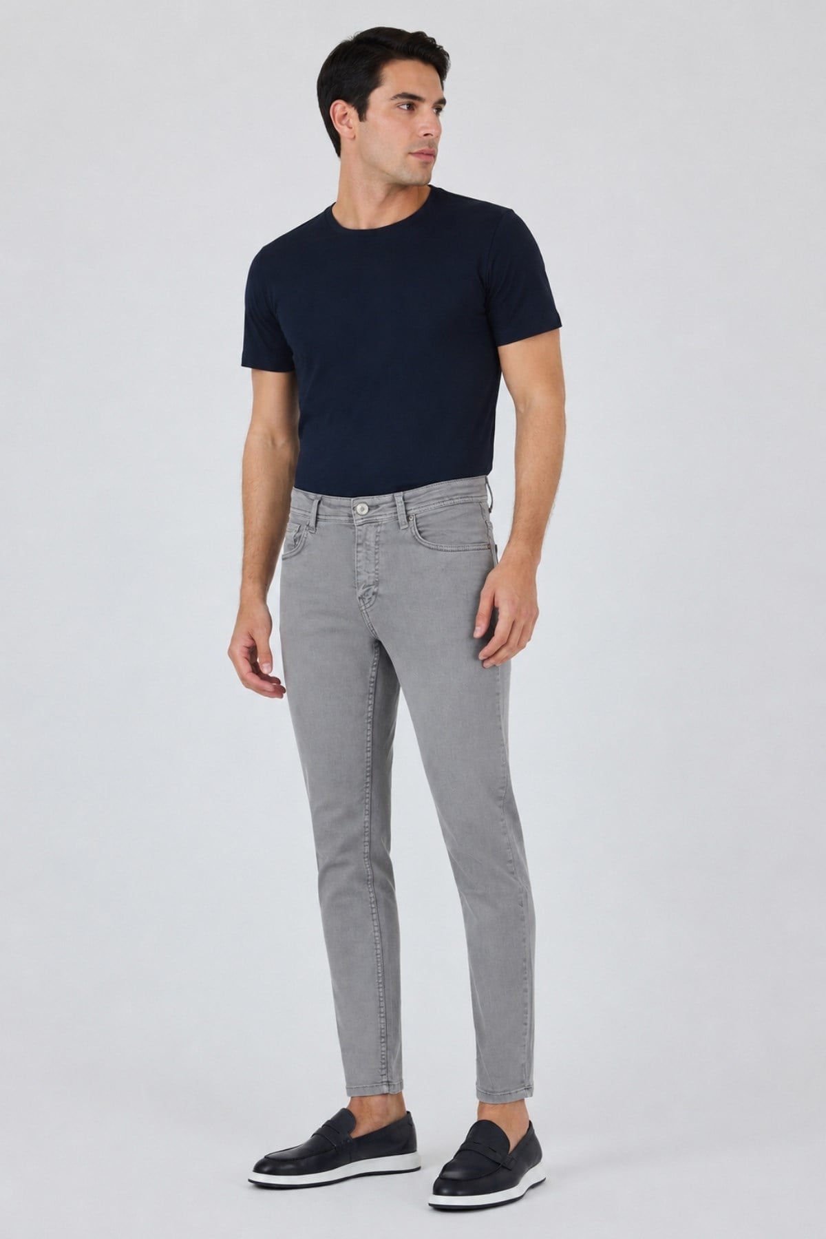 Gri Pamuklu 5 Cep Casual Slim Fit 5 Cep Pantolon 1003250318