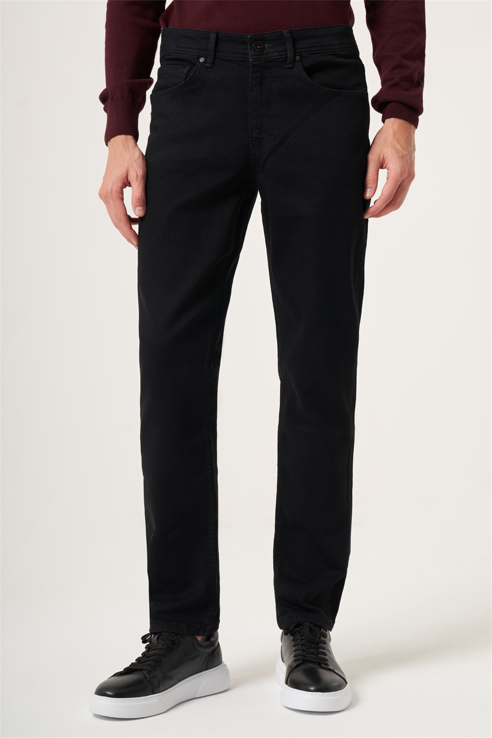 Siyah 5 Cep Gabardin Slim Fit Pamuklu Denim Kot Jean Pantolon 1023265153