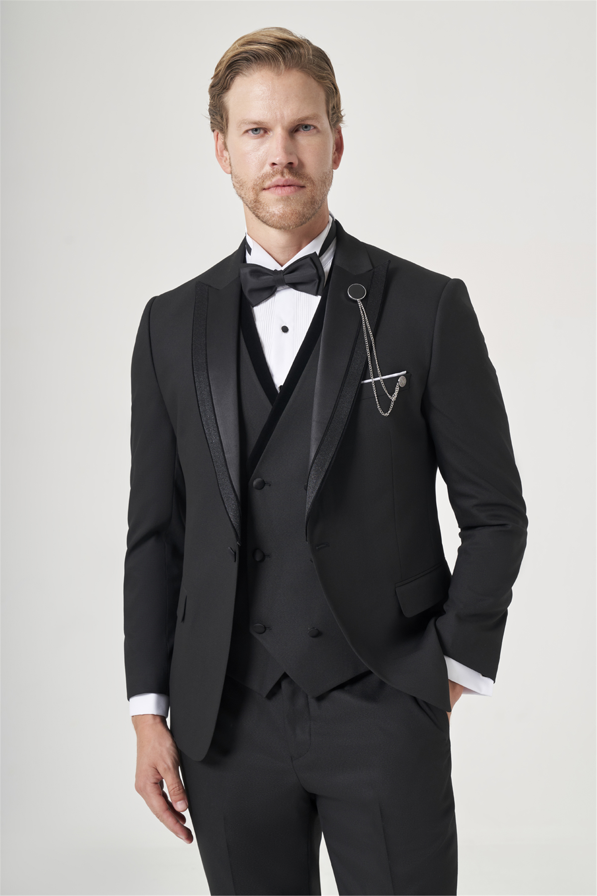 Siyah 6 Drop Slim Fit Esnek Yelekli Damatlık 1001260388