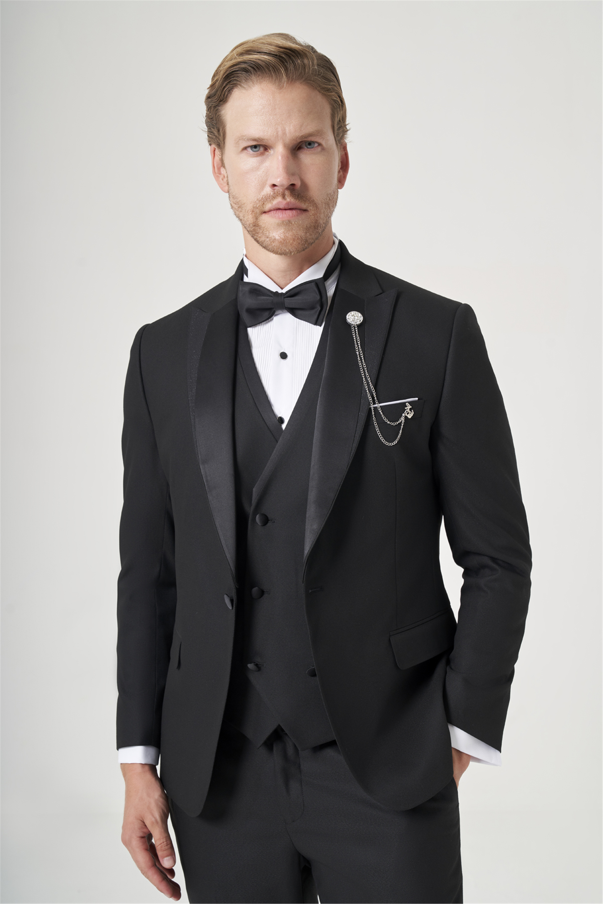 Siyah 6 Drop Slim Fit Esnek Yelekli Damatlık 1001260393