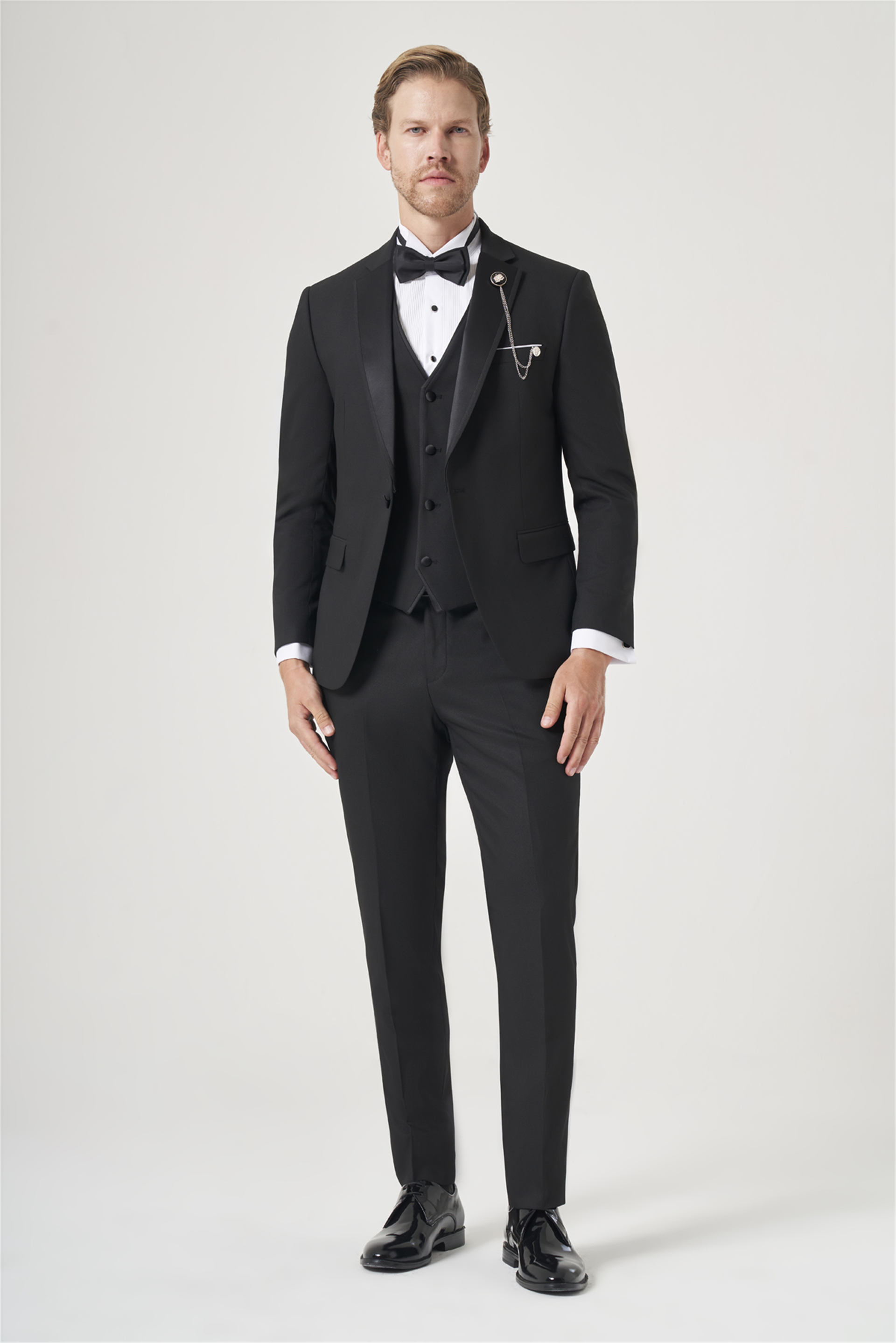 Siyah 6 Drop Slim Fit Esnek Yelekli Damatlık 1001260301