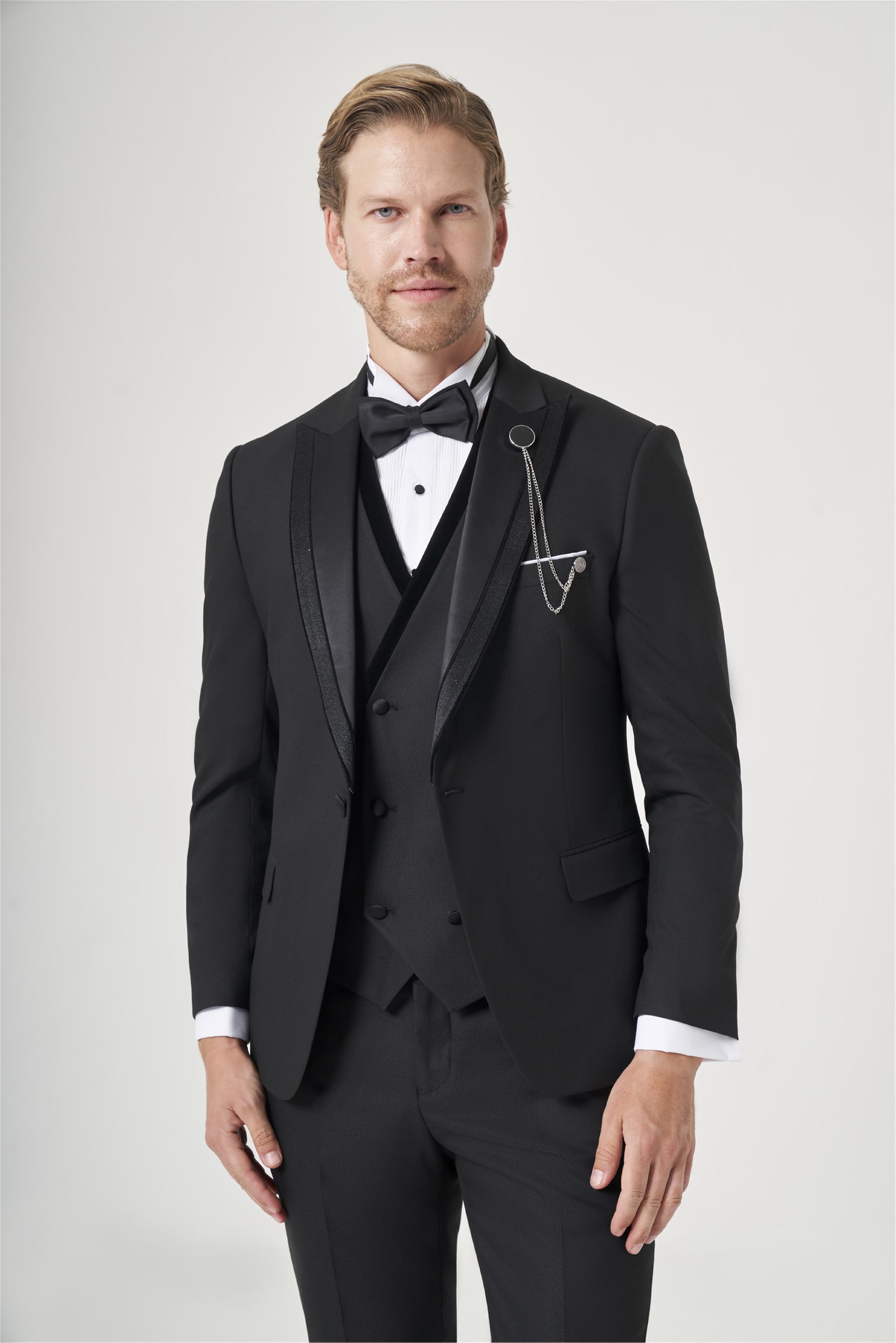 Siyah 6 Drop Slim Fit Esnek Yelekli Damatlık 1001260388