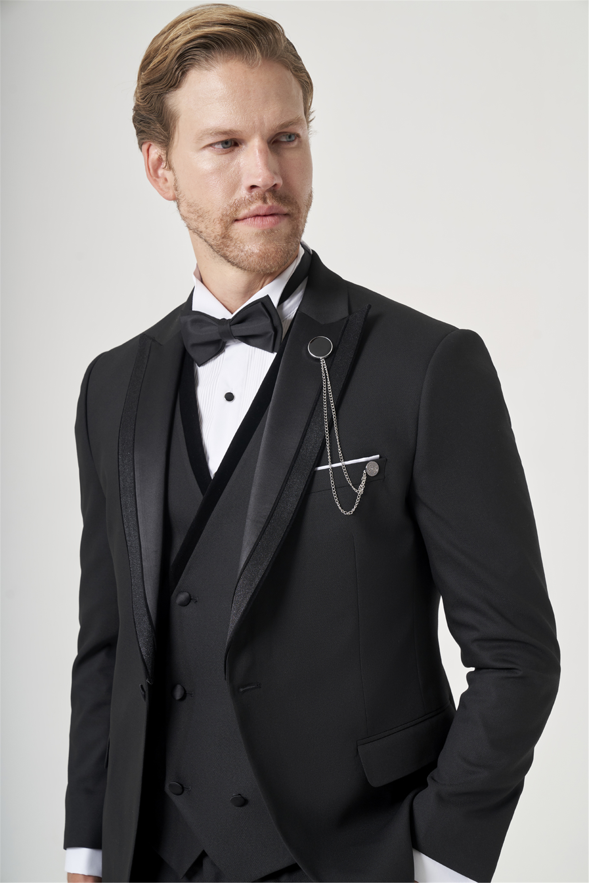Siyah 6 Drop Slim Fit Esnek Yelekli Damatlık 1001260388