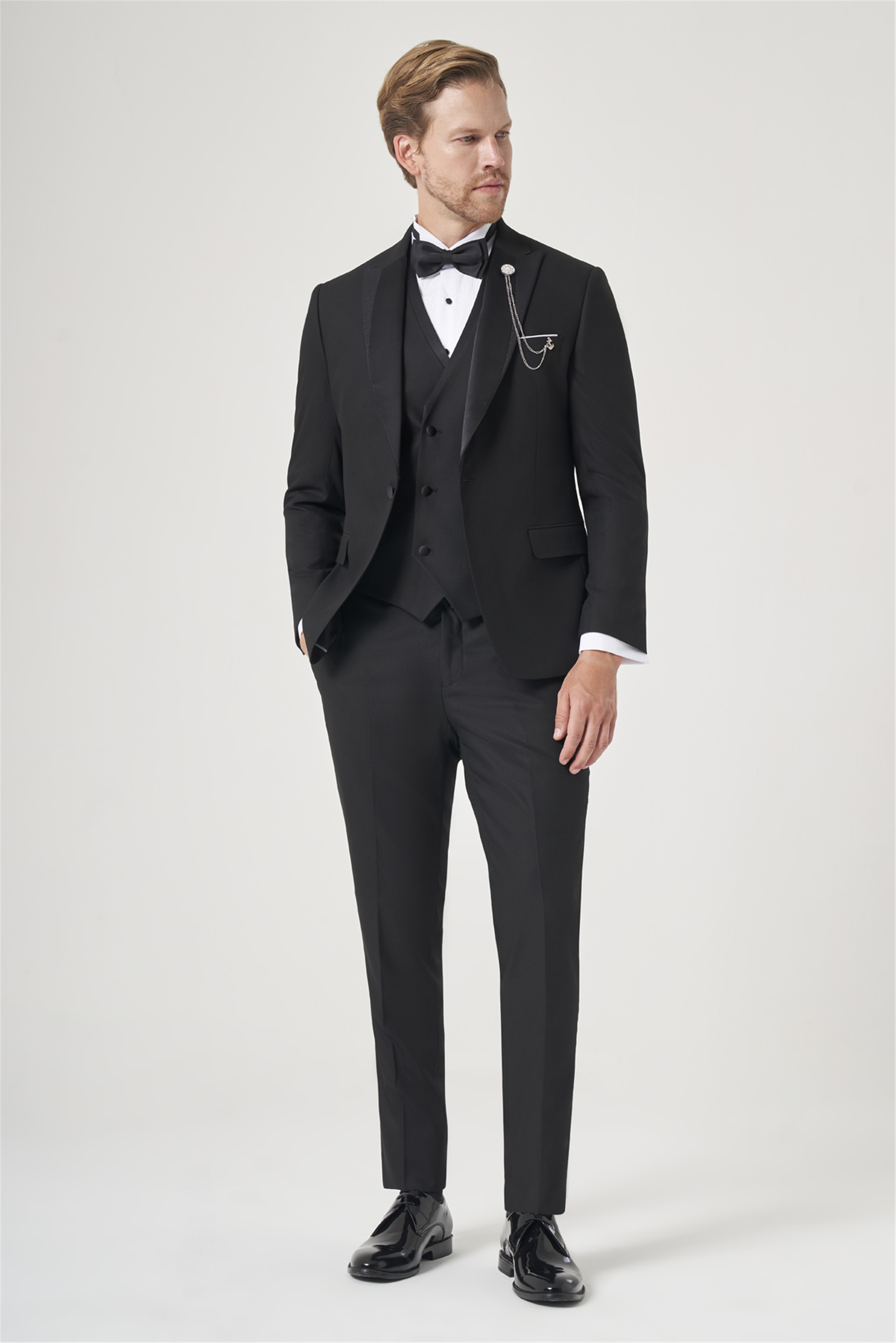 Siyah 6 Drop Slim Fit Esnek Yelekli Damatlık 1001260393