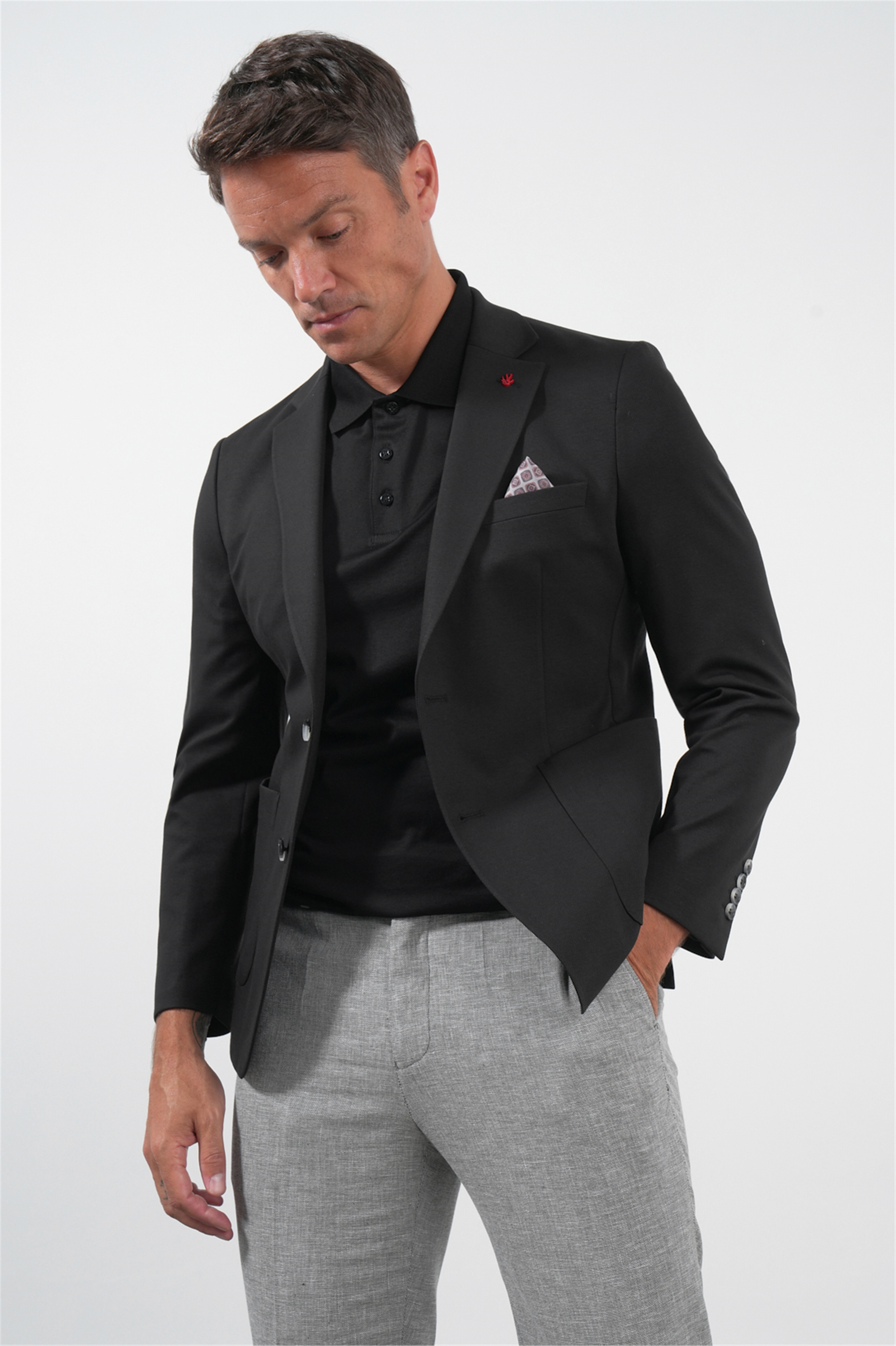 Siyah 6 Drop Slim Fit Pamuklu Ceket 1002260126
