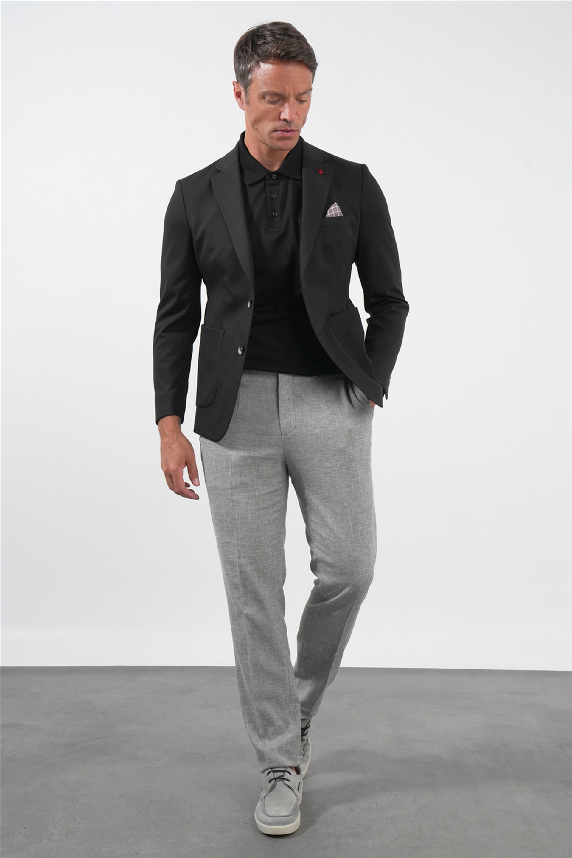 Siyah 6 Drop Slim Fit Pamuklu Ceket 1002260126