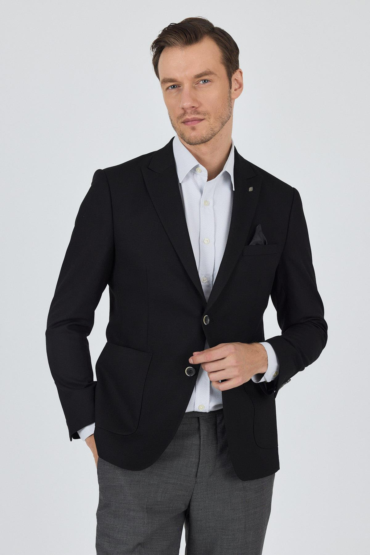 Kılıç Yaka   Esnek 6 Drop Slim Fit Classic  Ceket 1002250124