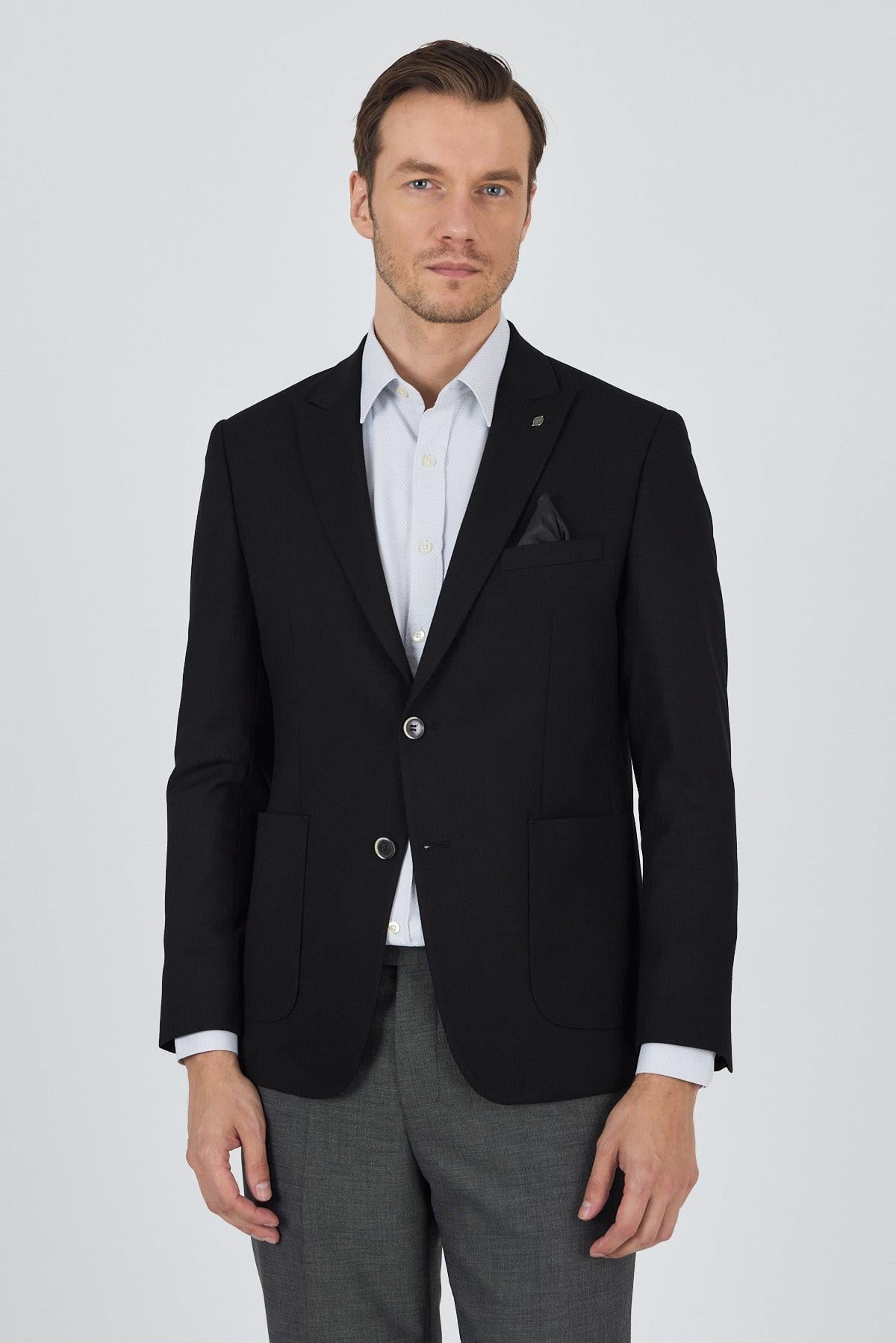 Kılıç Yaka   Esnek 6 Drop Slim Fit Classic  Ceket 1002250124