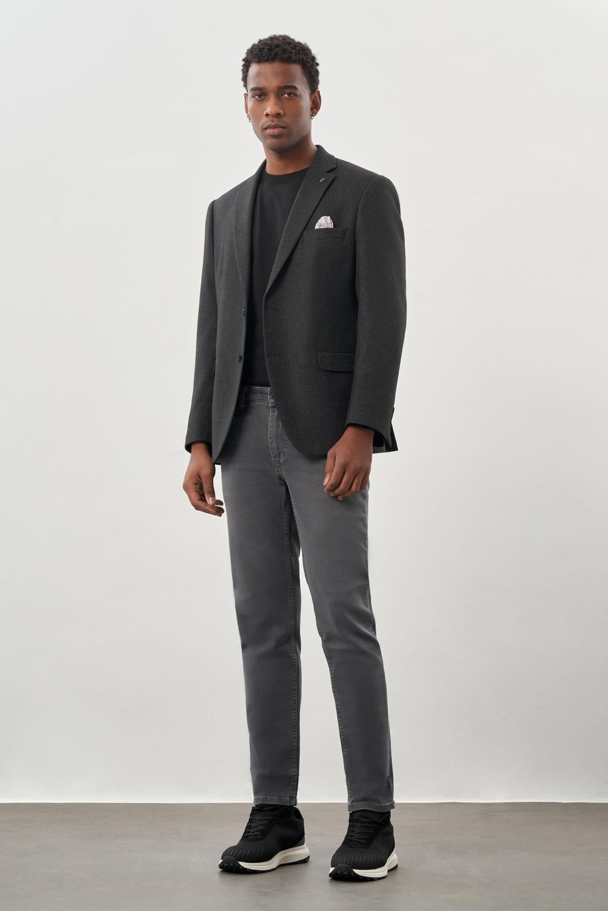 Düz Gabardin Mono Yaka 2 Düğme Esnek 6 Drop Comfort Fit Casual Ceket 1002245165
