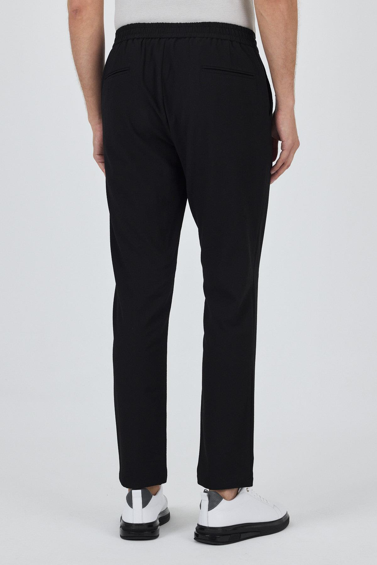 Siyah Esnek Lastikli Yandan Cepli Casual Comfort Fit Jogger Pantolon 1003250210