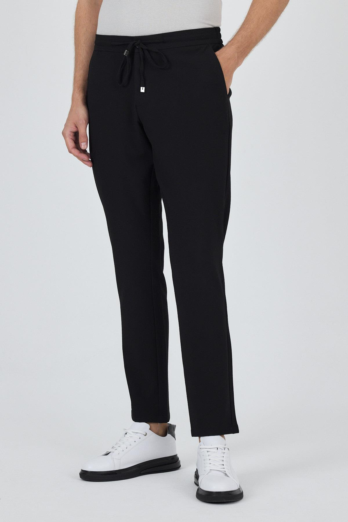 Siyah Esnek Lastikli Yandan Cepli Casual Comfort Fit Jogger Pantolon 1003250210