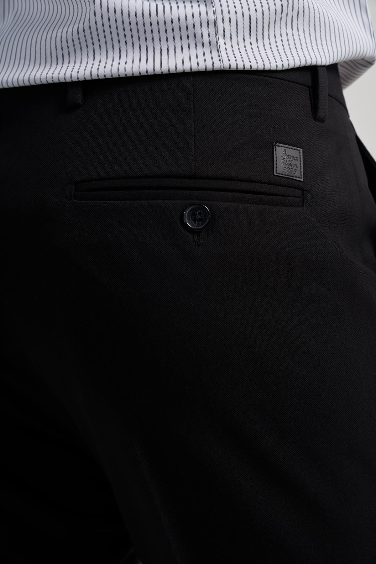 Siyah Esnek Yandan Cepli Slim Fit Classic Pantolon 1003250106