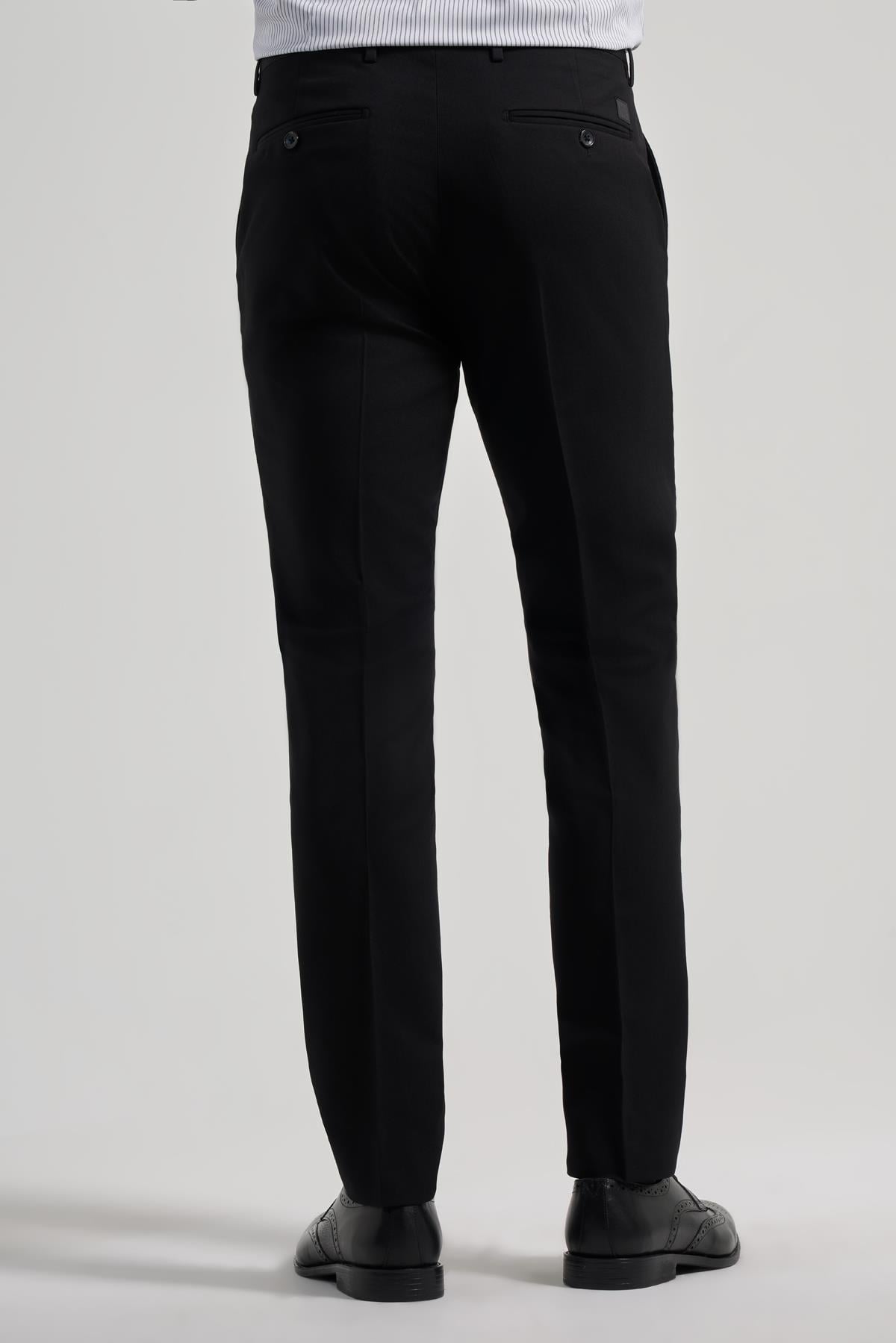Siyah Esnek Yandan Cepli Slim Fit Classic Pantolon 1003250106