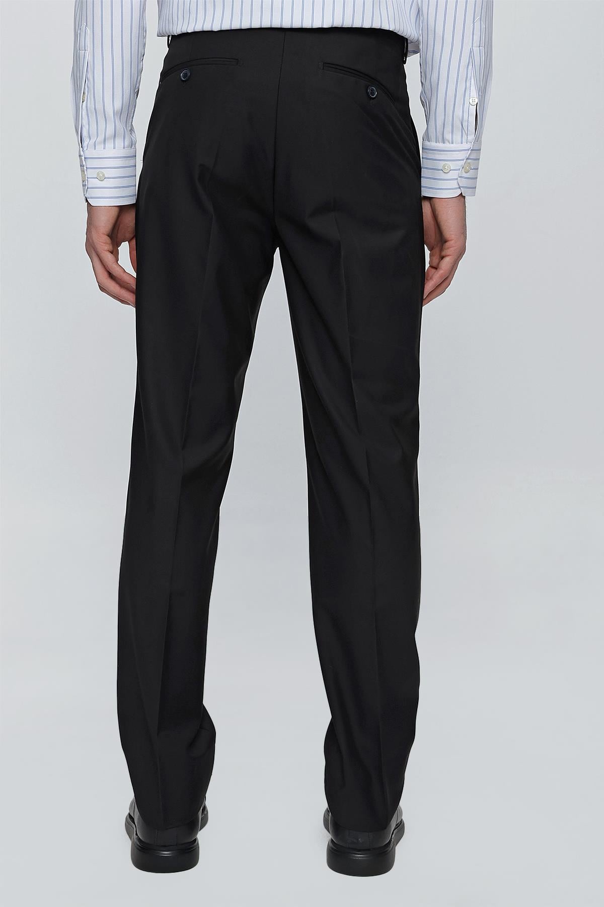 Siyah Esnek Yandan Cepli Comfort Fit Classic Pantolon 1003240005