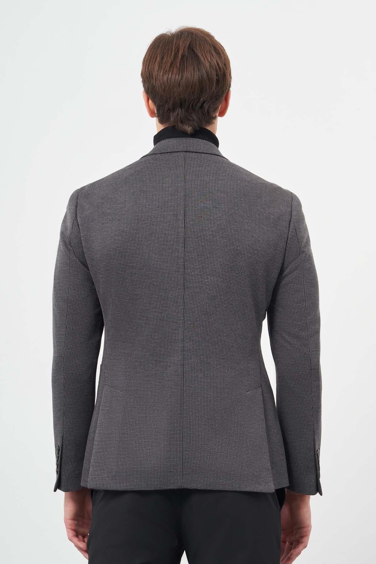 Kazayağı Desen Örme Mono Yaka 6 Drop Slim Fit Ceket 1002245150