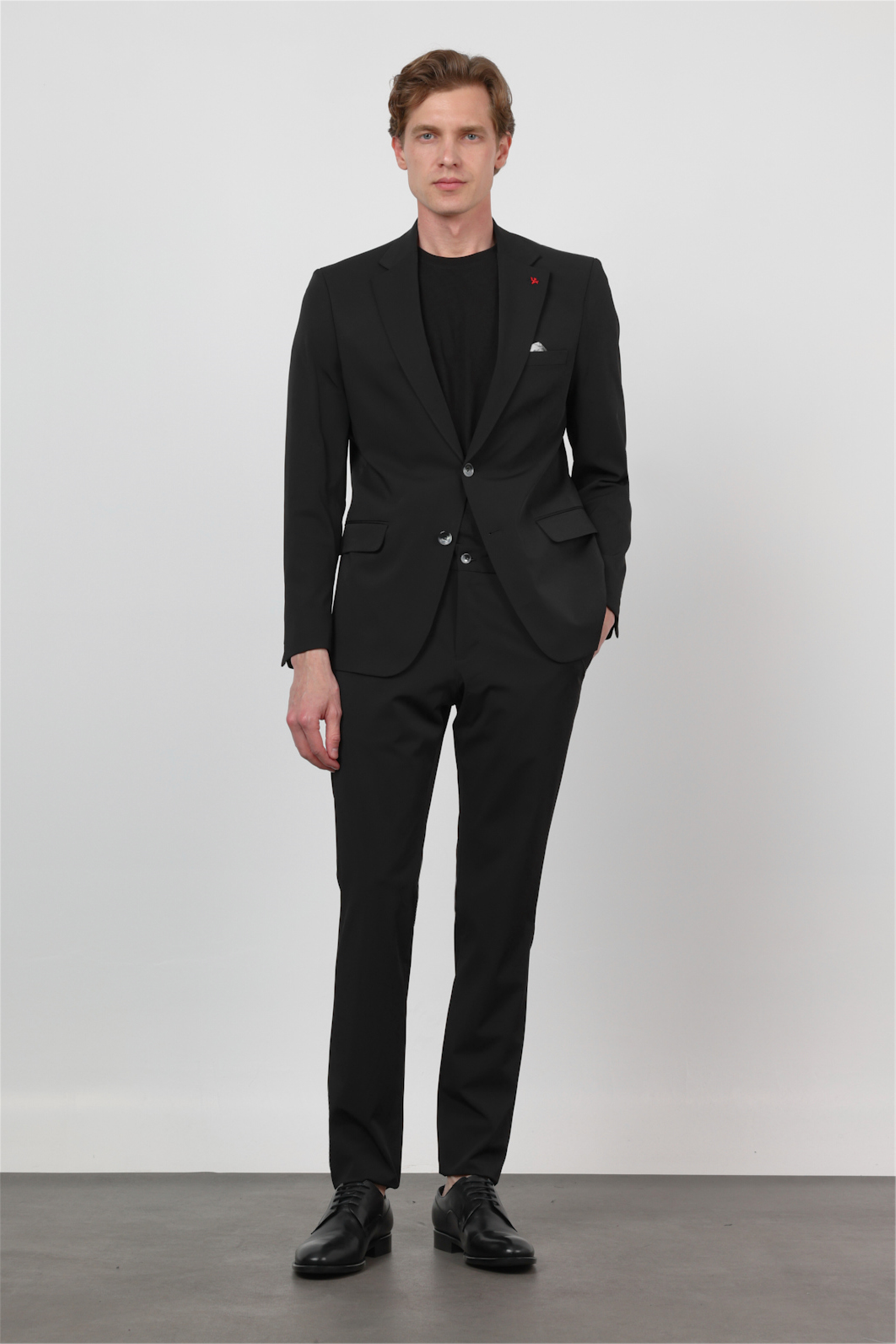 Siyah Mono Yaka 6 Drop Slim Fit Yarım Astar Esnek Takım Elbise 1001260162