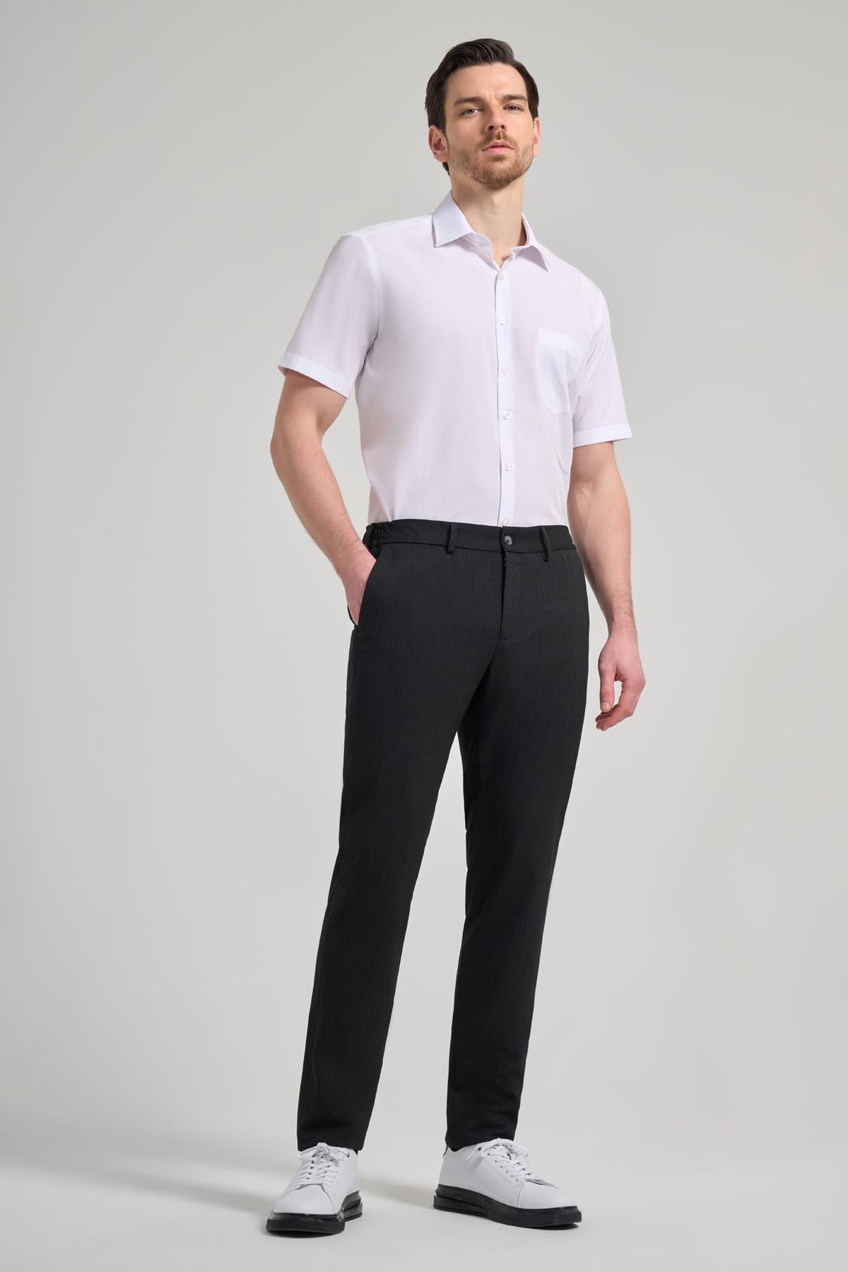 Kendinden Desenli Yan Cep Slim Fit Jogger Pantolon 1003250161