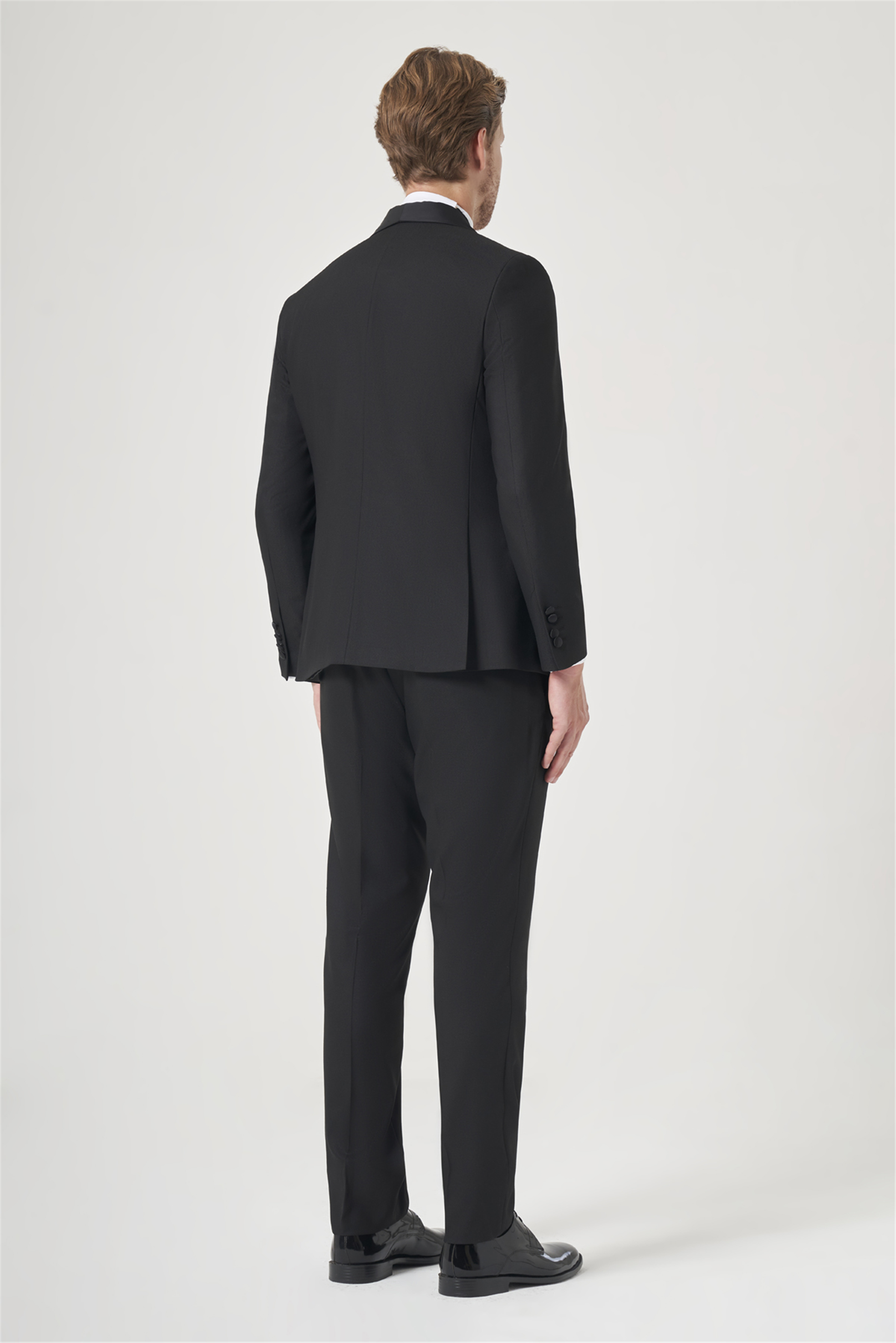 Siyah Kırlangıç Yaka Düz Desen 6 Drop Slim Fit Yelekli Damatlık Takım Elbise 1001260206