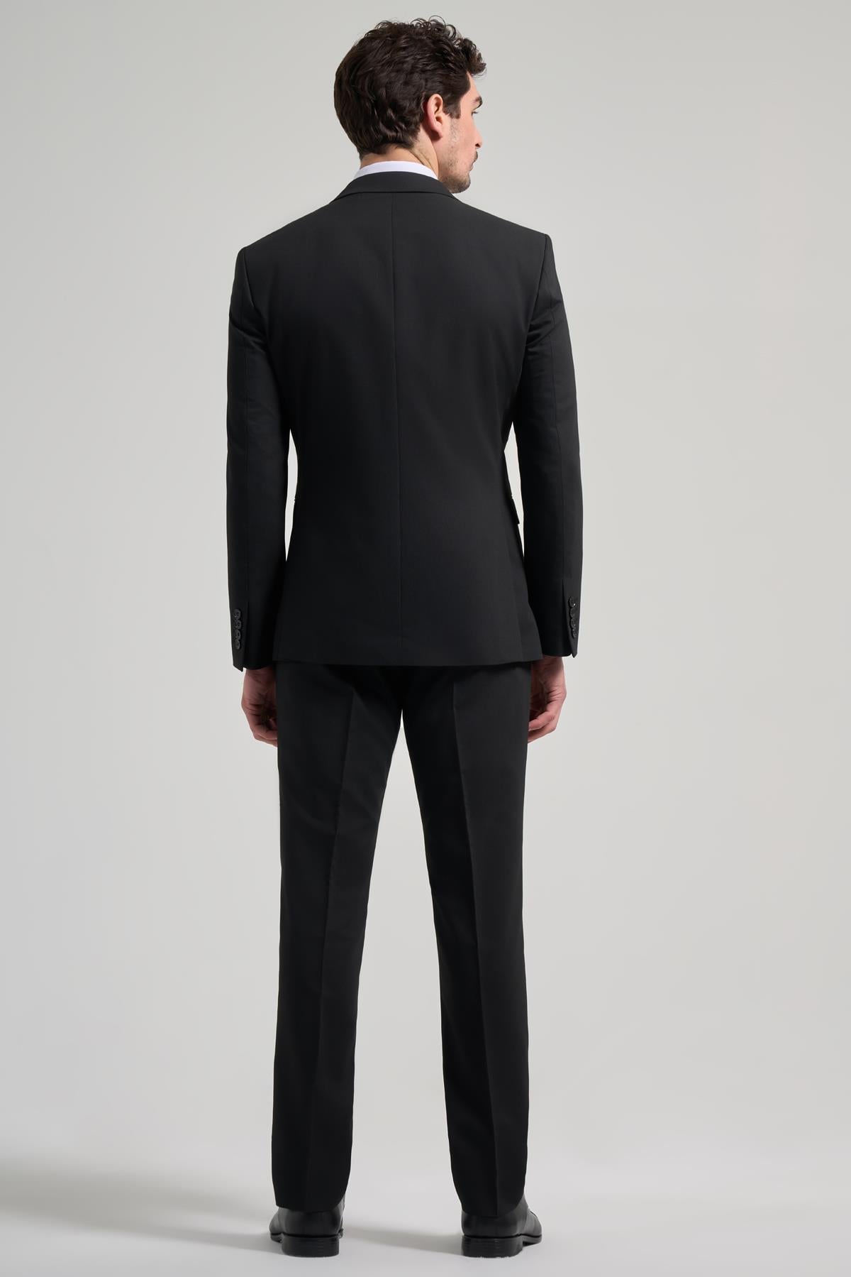 Kılıç Yaka Kendinden Desenli 2 Düğme Classic Esnek Slim Fit Takım Elbise 1001250156