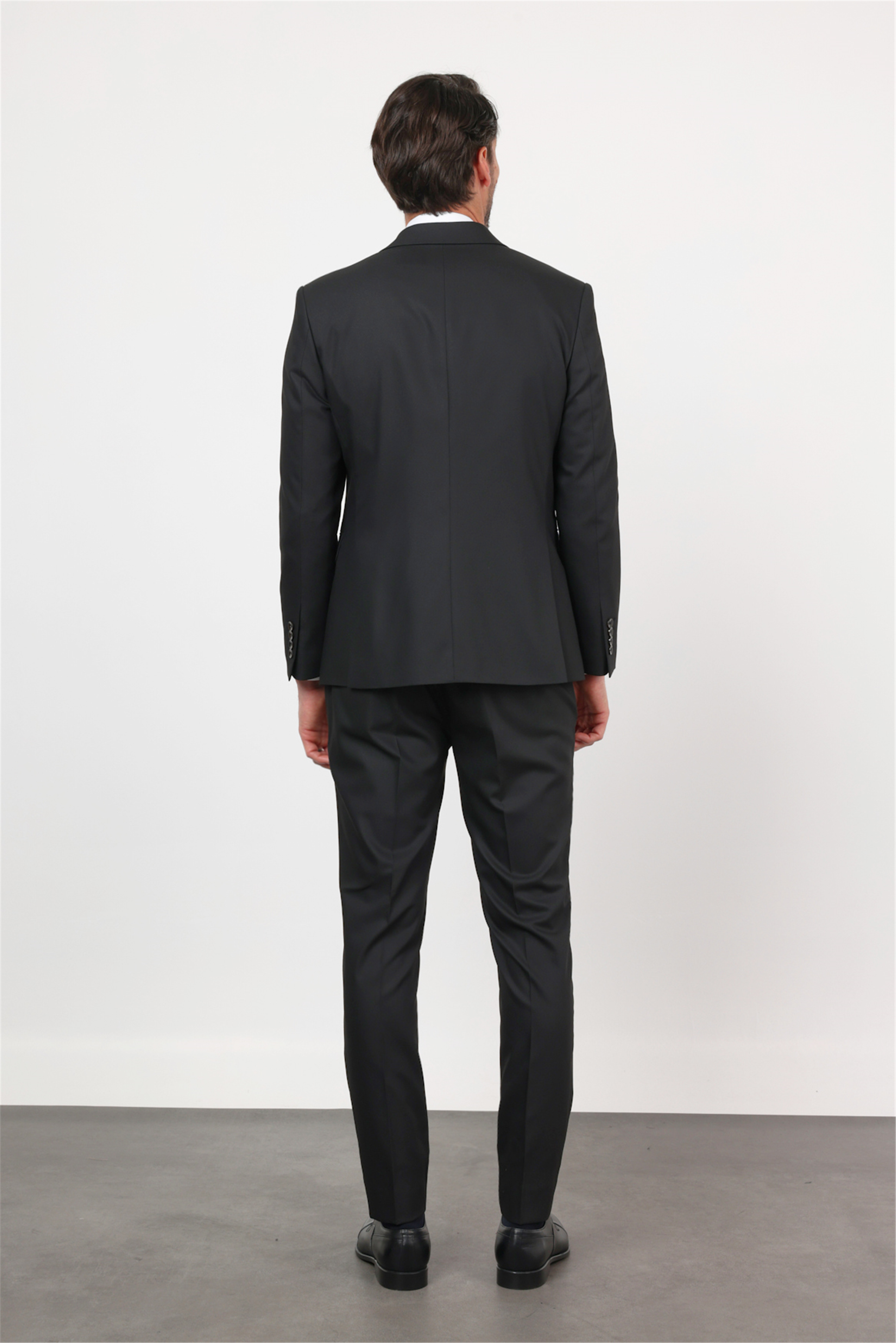 Siyah Kırlangıç Yaka Kruvaze 6 Drop Slim Fit Tam Astar Esnek Takım Elbise 1001260159
