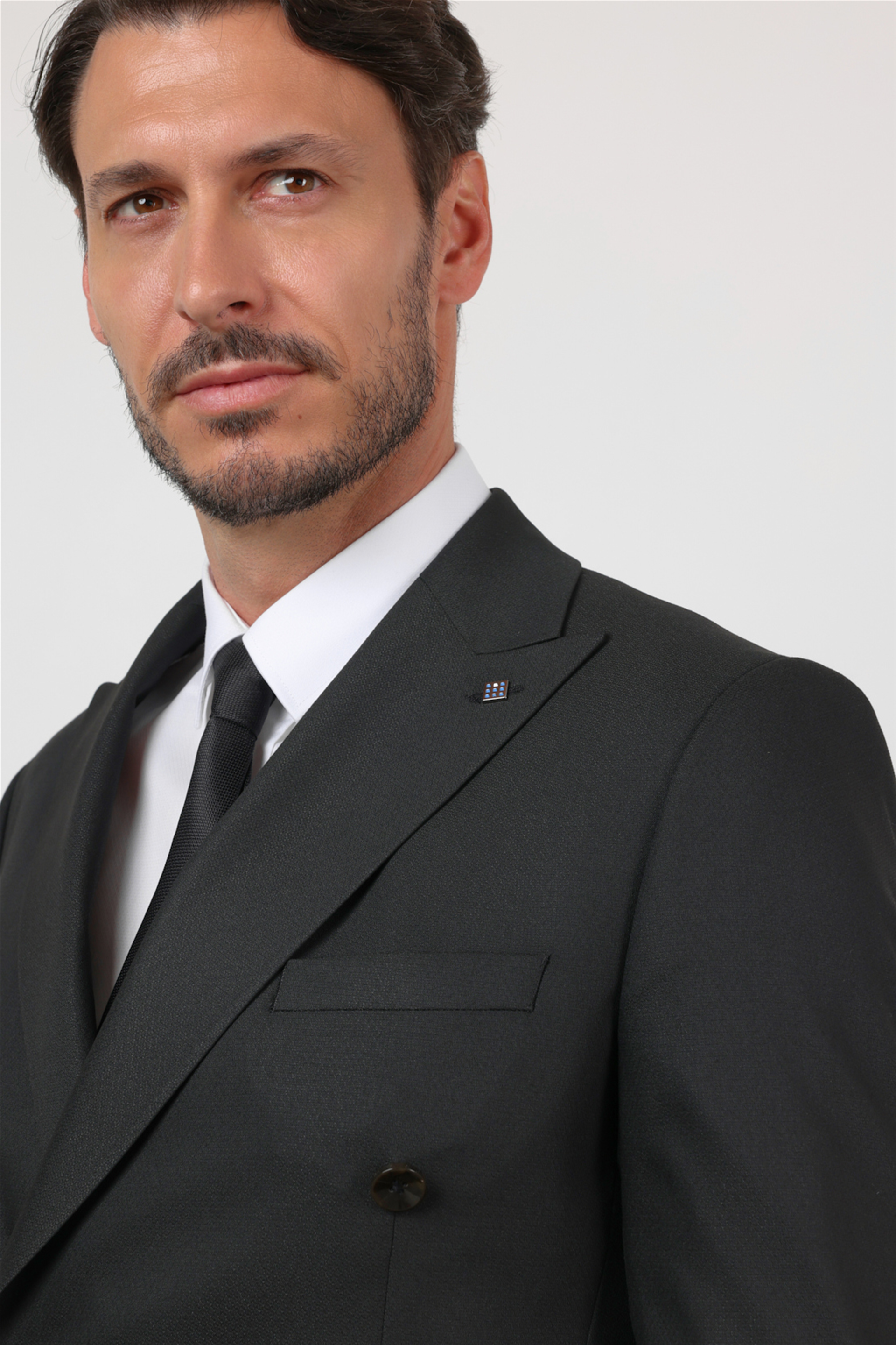 Siyah Kırlangıç Yaka Kruvaze 6 Drop Slim Fit Tam Astar Esnek Takım Elbise 1001260159