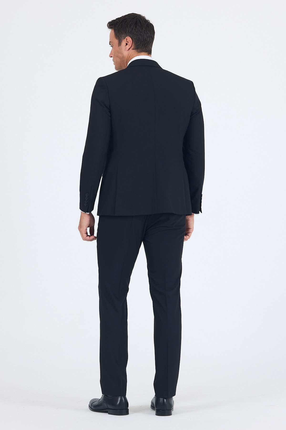 Siyah Kırlangıç Yaka 6 Drop Slim Fit Tam Astar Esnek Takım Elbise 1001260011