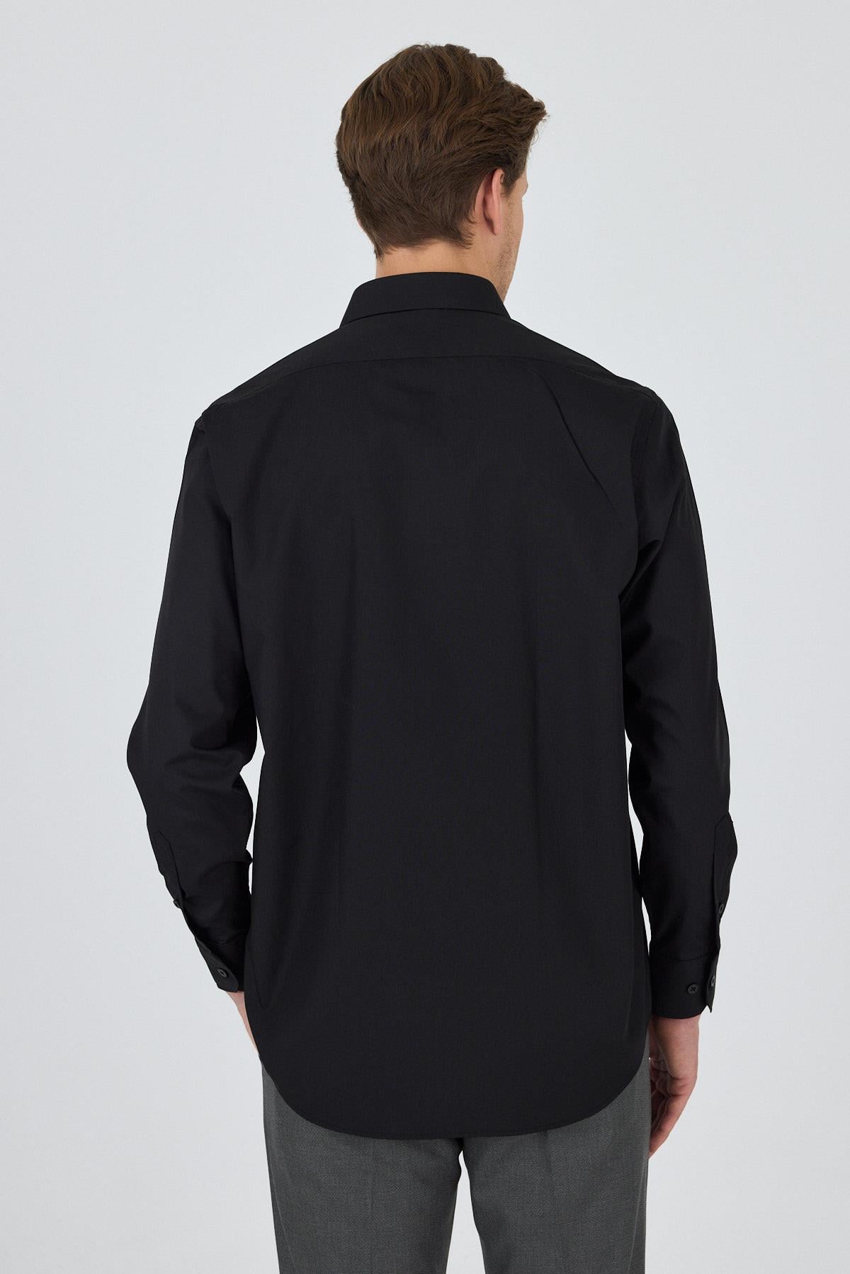 Klasik Yaka Uzun Kol Cepsiz Comfort Fit Classic Pamuklu Gömlek Gömlek 1004250287