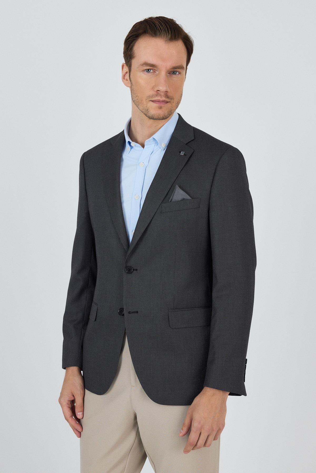 Mono Yaka Armürlü Tam Astar Esnek 6 Drop Comfort Fit Classic Ceket 1002250153