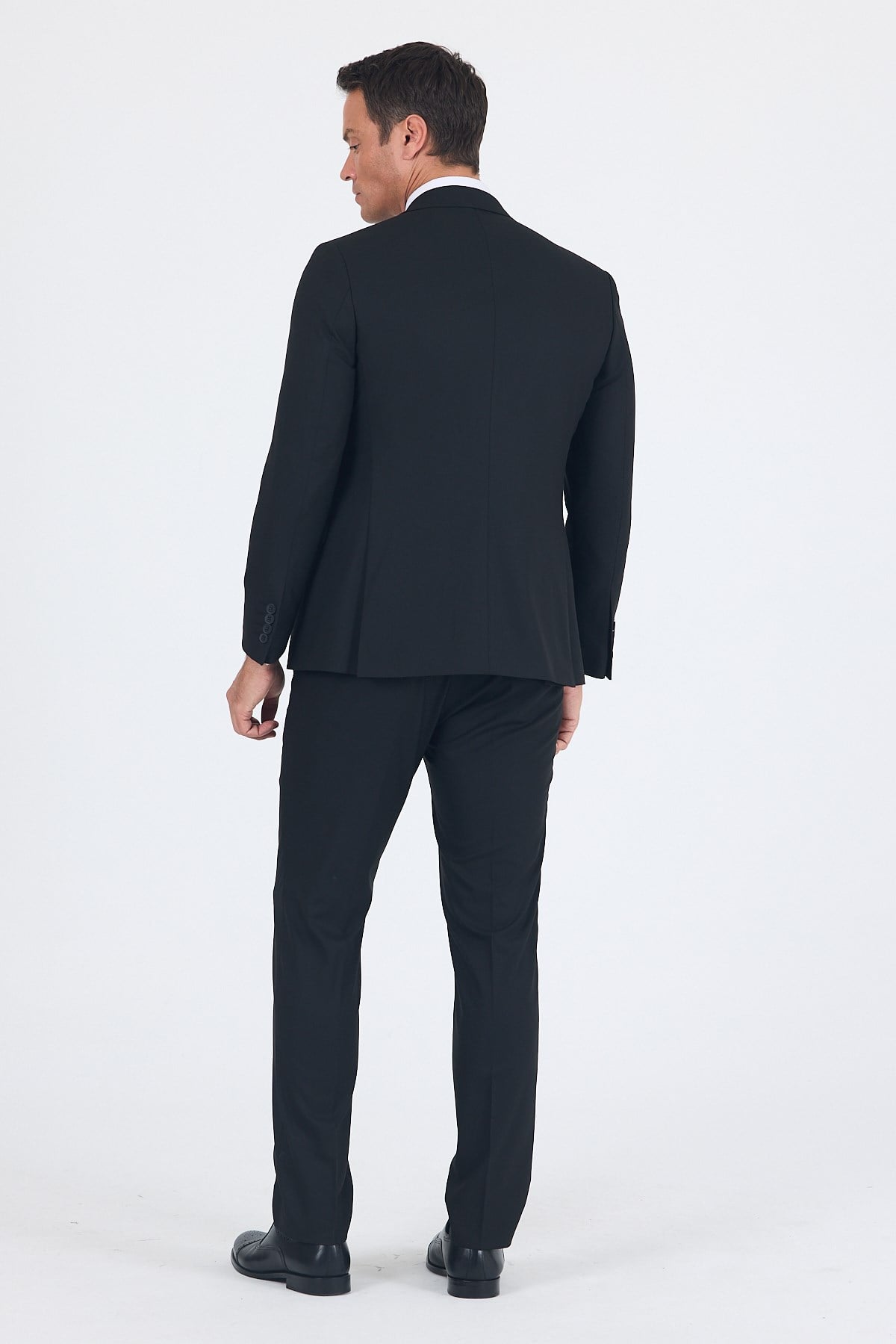 Siyah Mono Yaka Yelekli 6 Drop Slim Fit Tam Astar Esnek Takım Elbise 1001260186