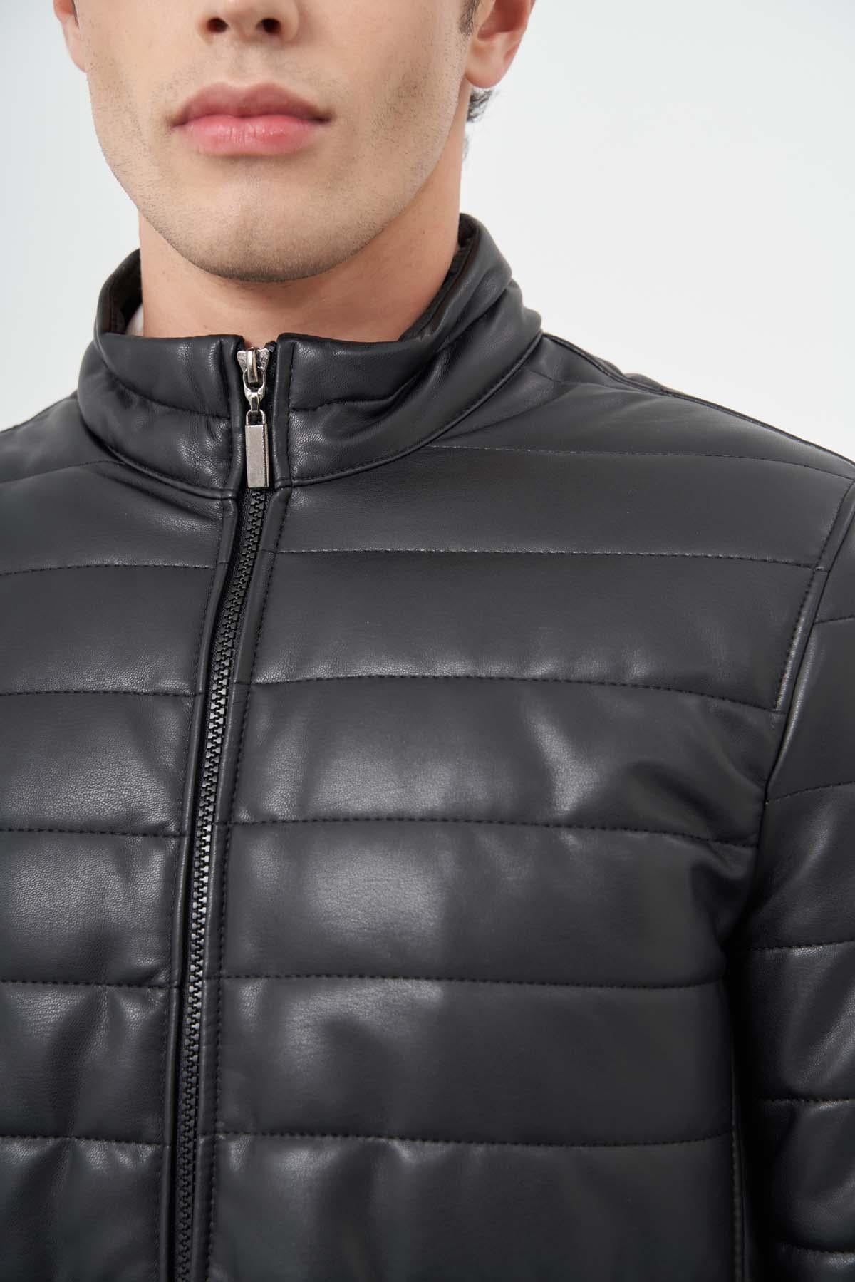 Suni Deri Hakim Yaka Düz Yırtmaçsız Tam Astar Slim Fit Casual Deri Mont 1038245153