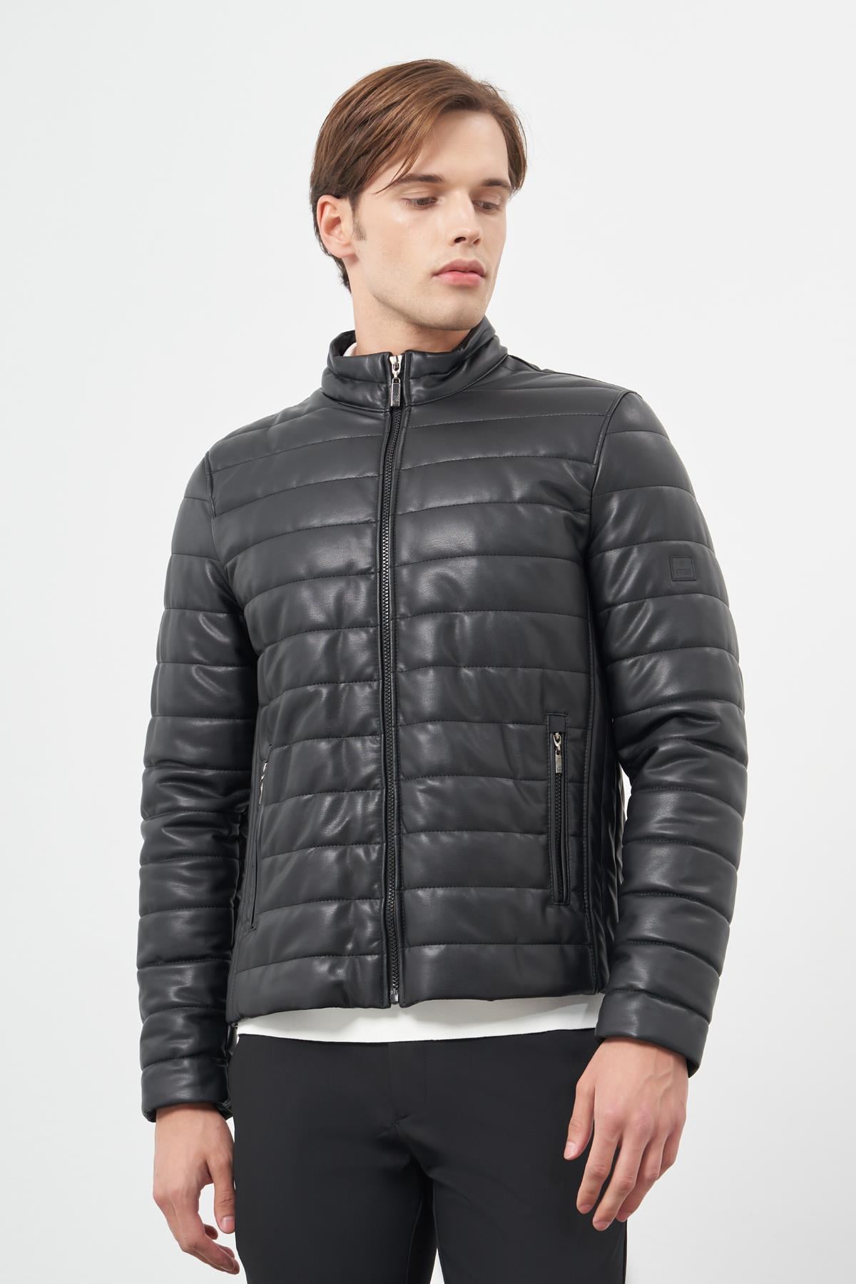 Suni Deri Hakim Yaka Düz Yırtmaçsız Tam Astar Slim Fit Casual Deri Mont 1038245153