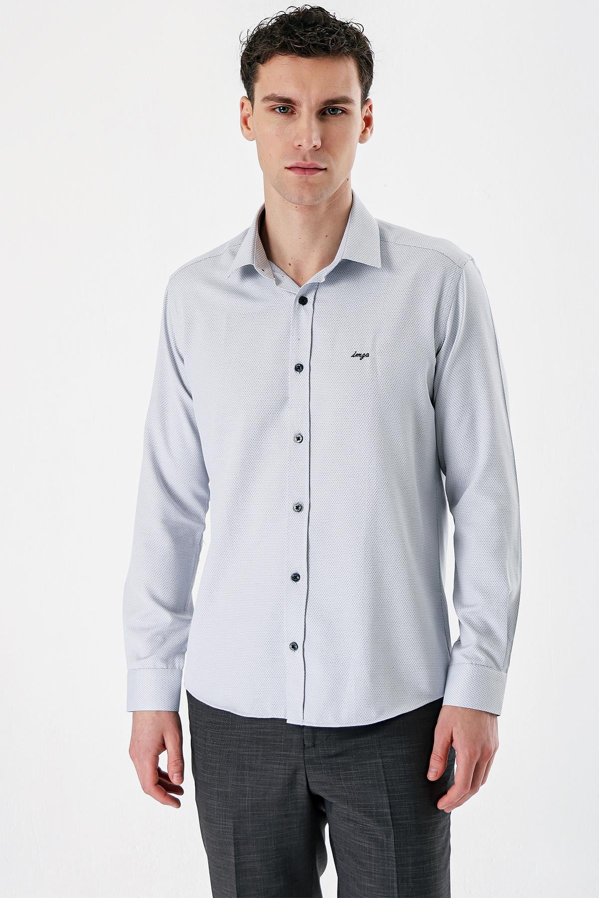 Siyah Uzun Kollu Armürlü Cepsiz Pamuklu Slim Fit Gömlek 1004235171
