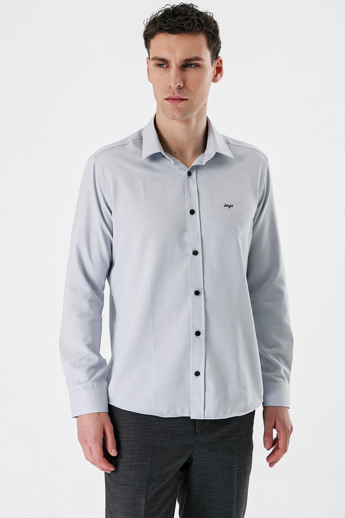 Siyah Uzun Kollu Armürlü Cepsiz Pamuklu Slim Fit Gömlek 1004235171