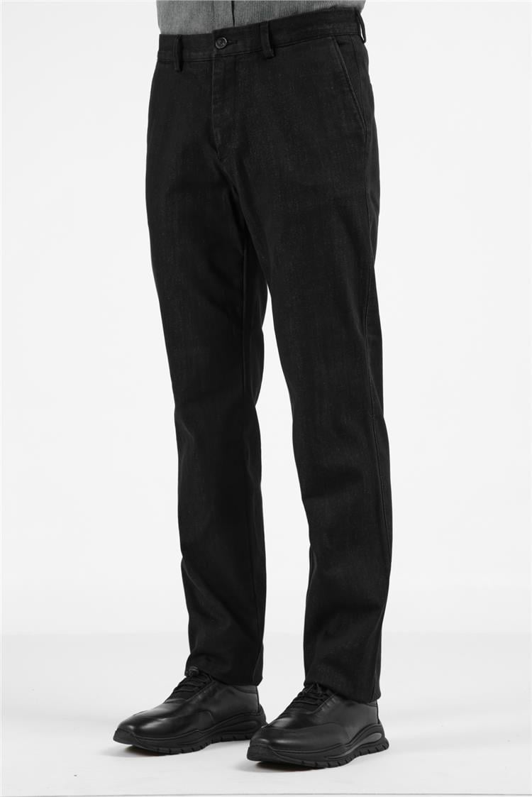 Siyah Yan Cep Casual Comfort Fit Pamuklu Chino Pantolon 1003255171