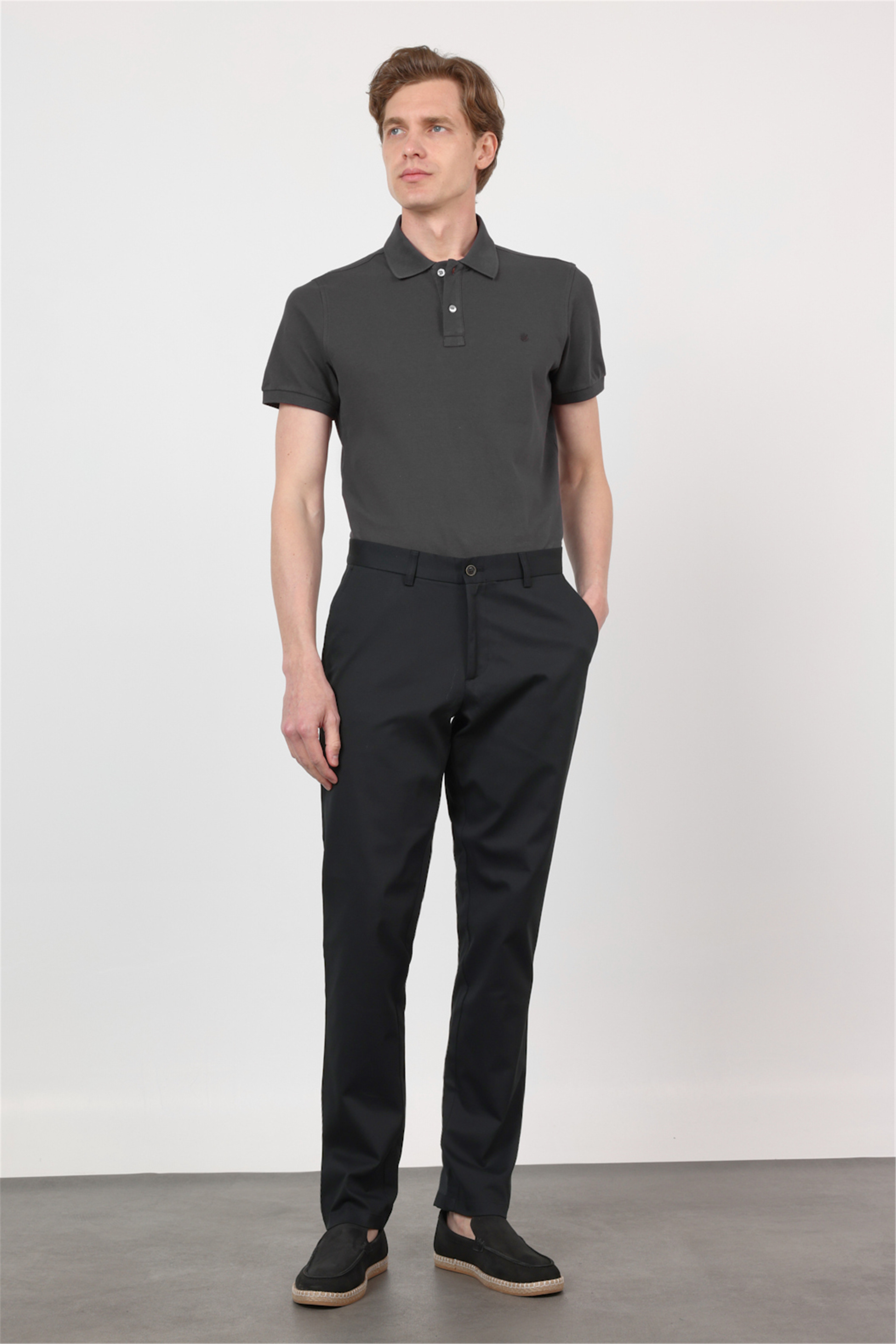 Siyah Yan Cep Comfort Fit Pamuklu Chino Pantolon 1003260172