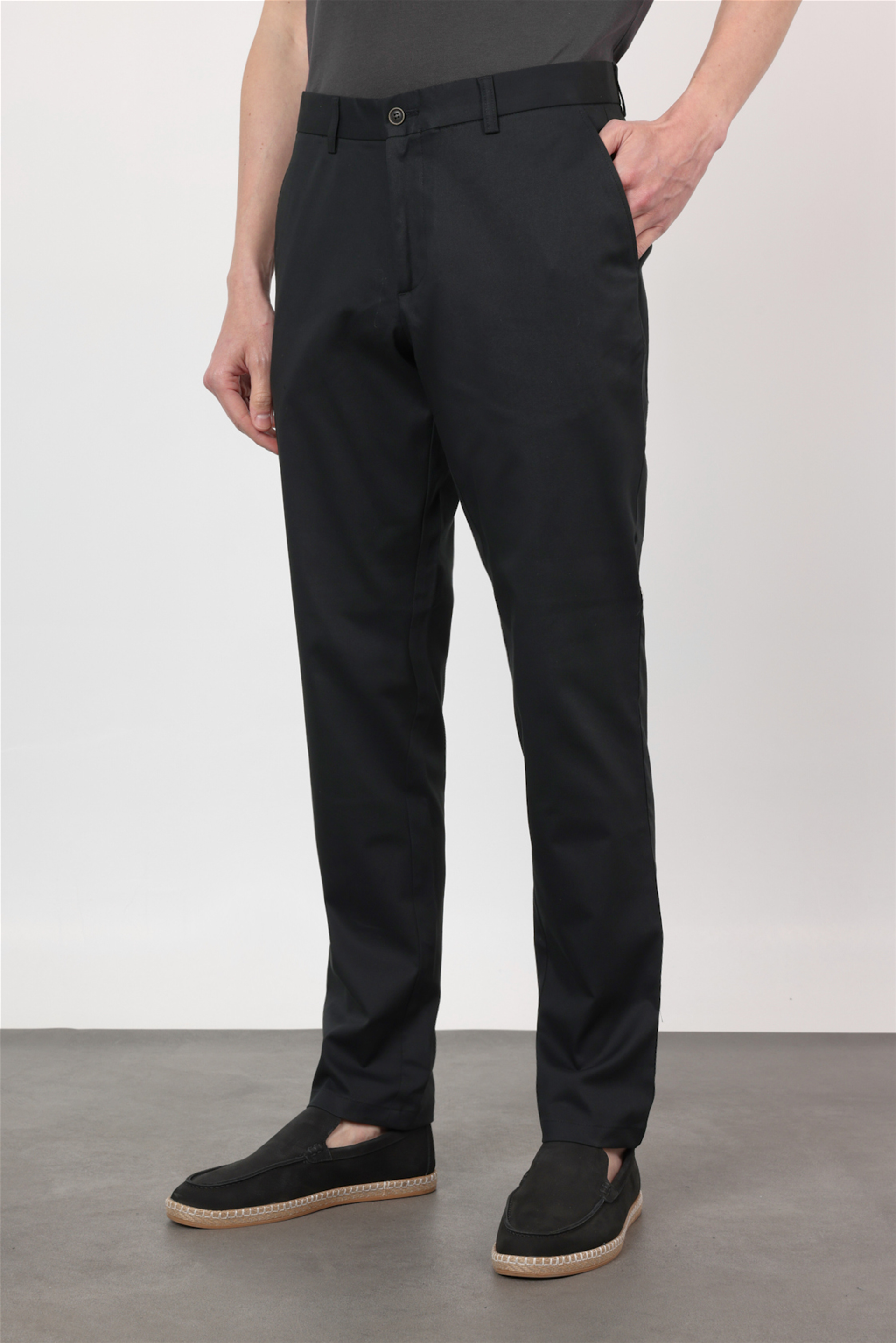 Siyah Yan Cep Comfort Fit Pamuklu Chino Pantolon 1003260172