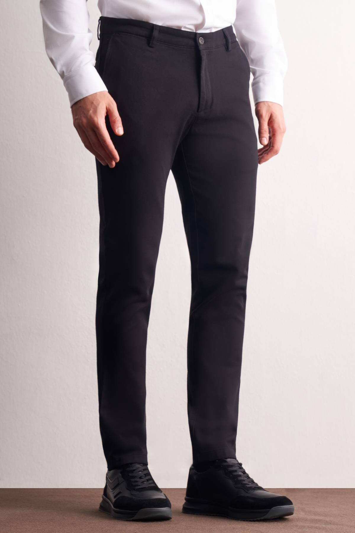 Yan Cep Düz Paça Pamuklu Slim Fit Chino Casual Pantolon 1003255161