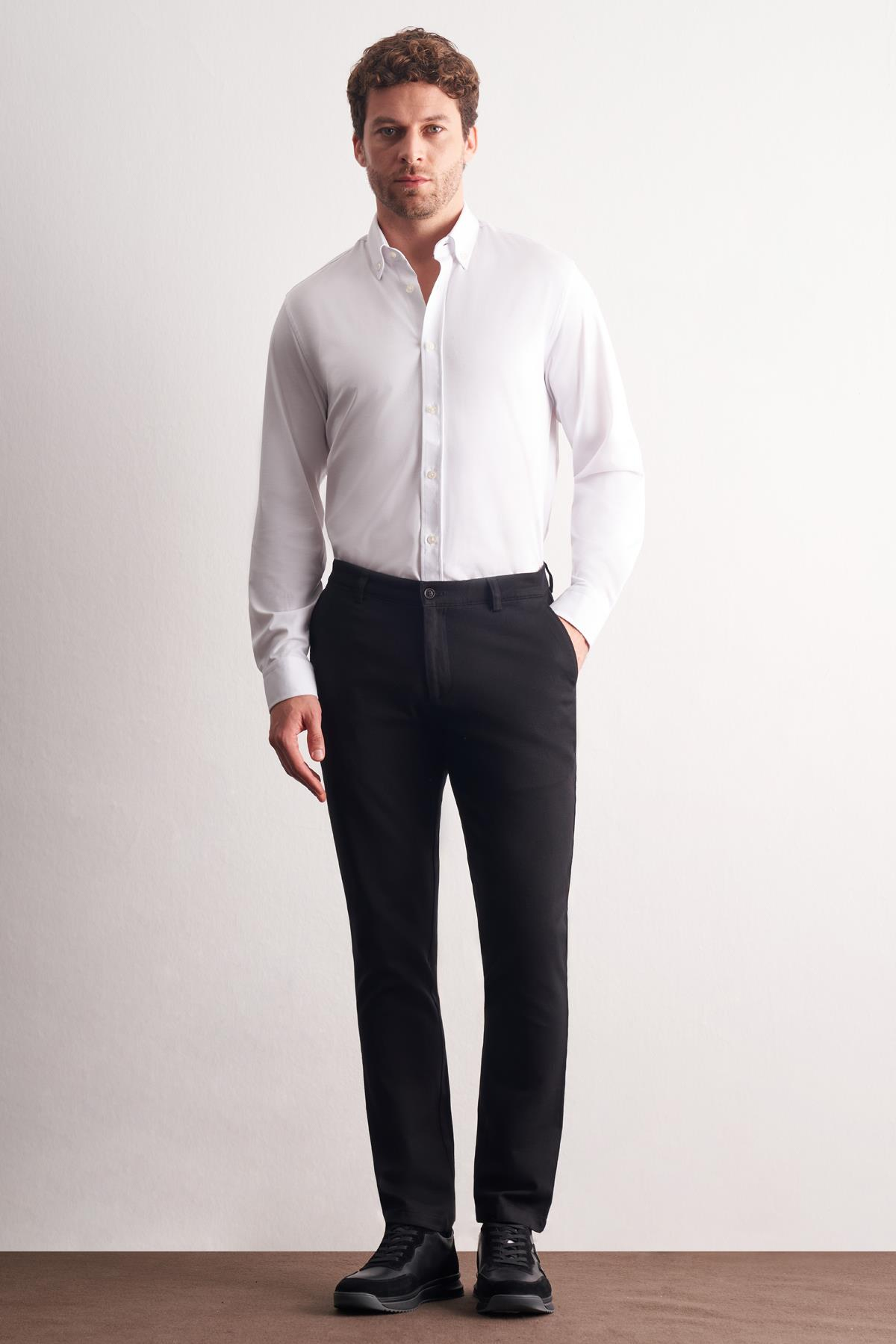 Yan Cep Düz Paça Pamuklu Slim Fit Chino Casual Pantolon 1003255161