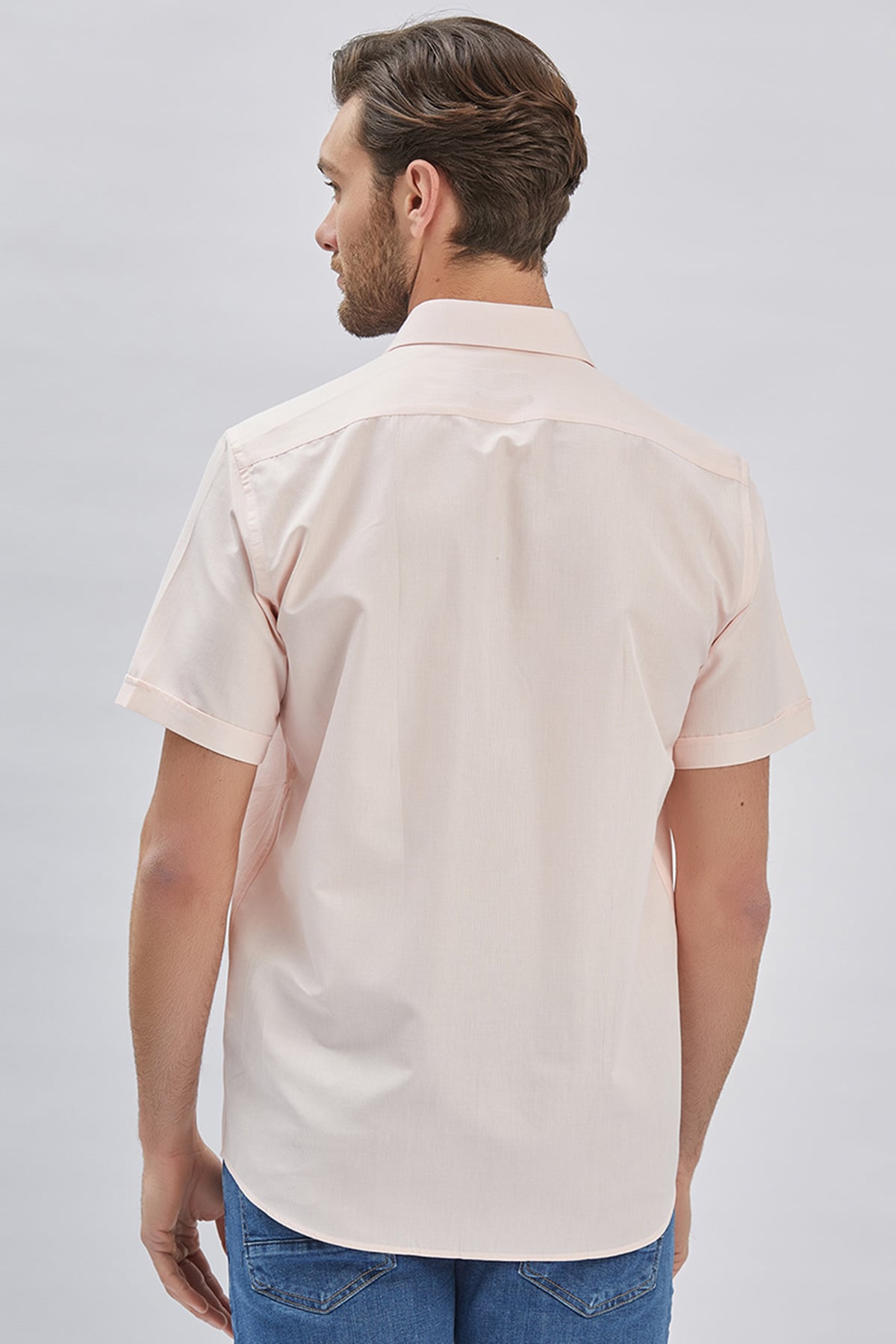 Pembe Kısa Kollu Cepli Pamuklu Klasik Comfort Fit Rahat Kesim Gömlek 1004240231