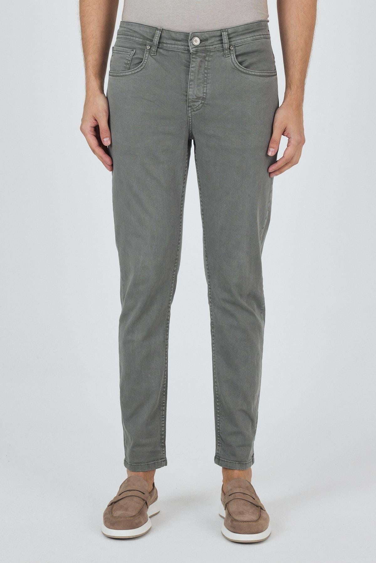 Yeşil Pamuklu 5 Cep Casual Slim Fit 5 Cep Pantolon 1003250318