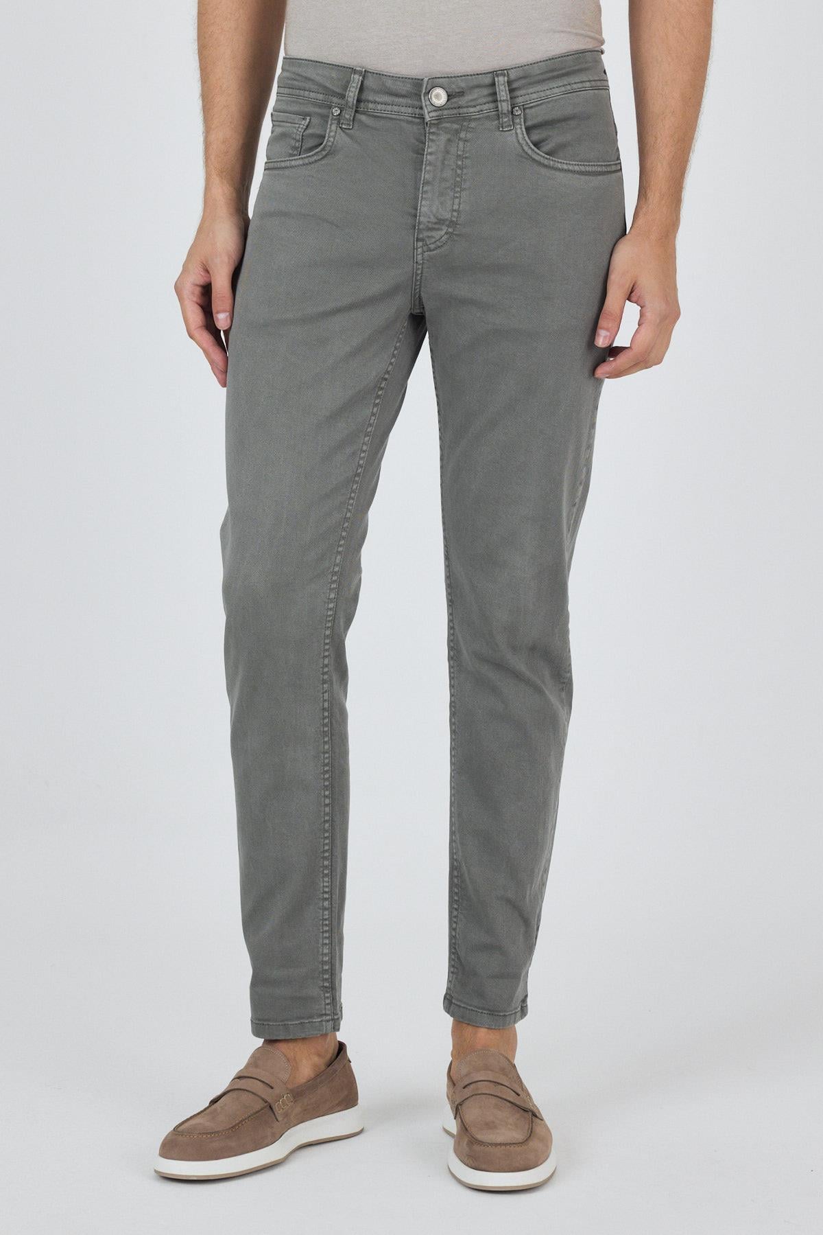 Yeşil Pamuklu 5 Cep Casual Slim Fit 5 Cep Pantolon 1003250318
