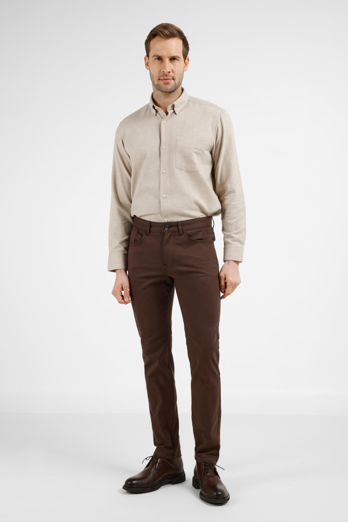 5 Cep  Düz Paça Pamuklu Slim Fit 5 Cep Casual Pantolon 1003255154