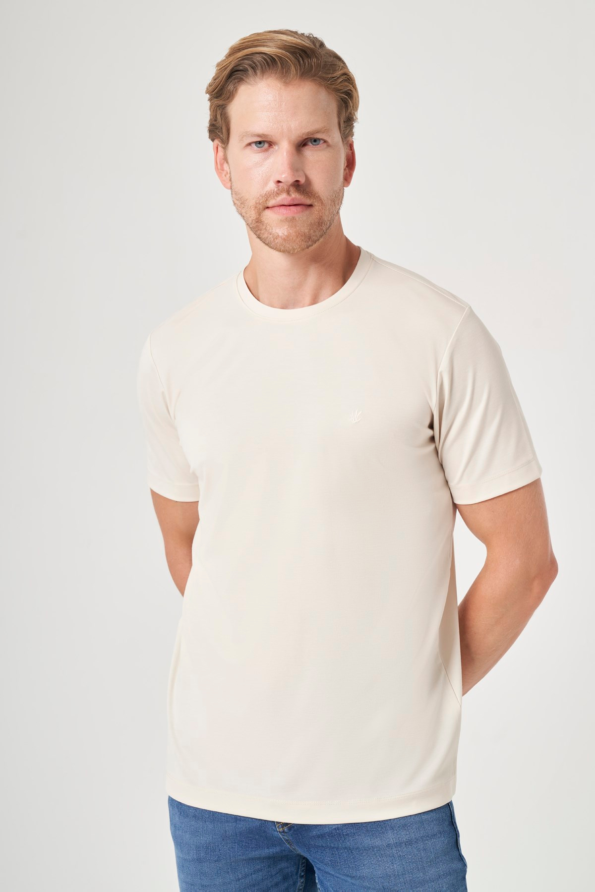 Taş Bisiklet Yaka Kısa Kol Örme Slim Fit Esnek Basic Tişört 1011260184